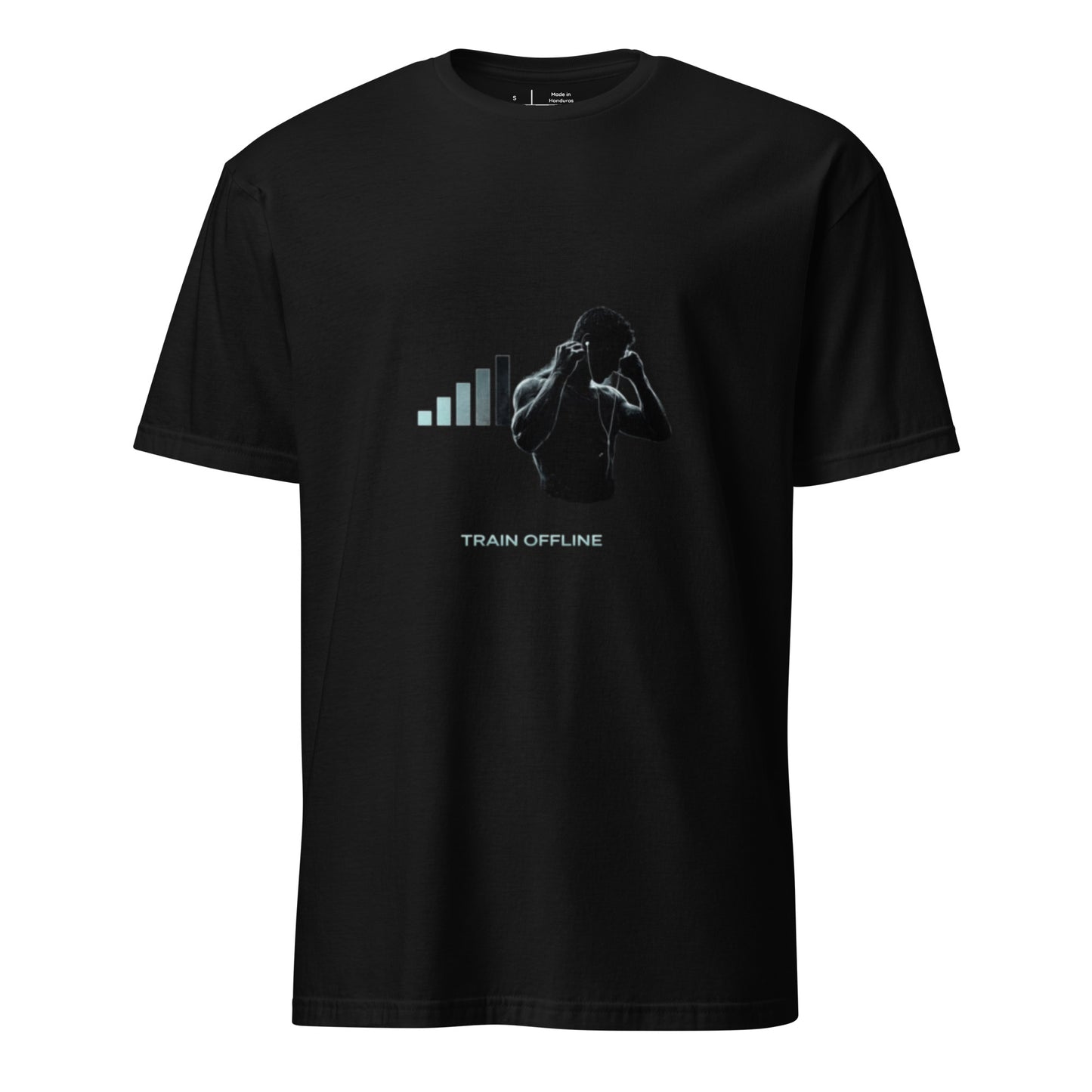 Train Offline – Minimal Gym - Short-Sleeve Unisex T-Shirt - Graphic Tee - Black - Front