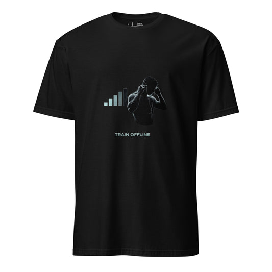 Train Offline – Minimal Gym - Short-Sleeve Unisex T-Shirt - Graphic Tee - Black - Front