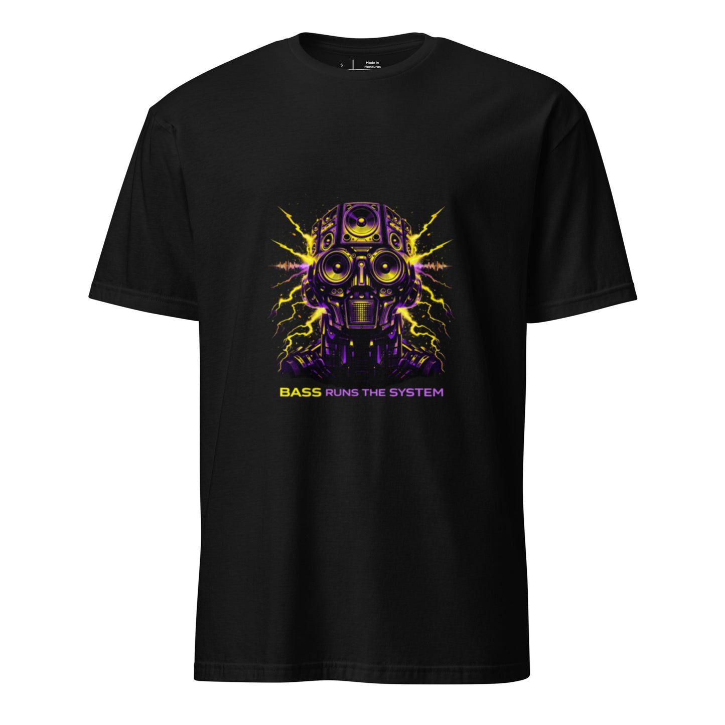 Bass Runs The System – Rave Festival Streetwear - Short-Sleeve Unisex T-Shirt - Graphic Tee - Black - Front