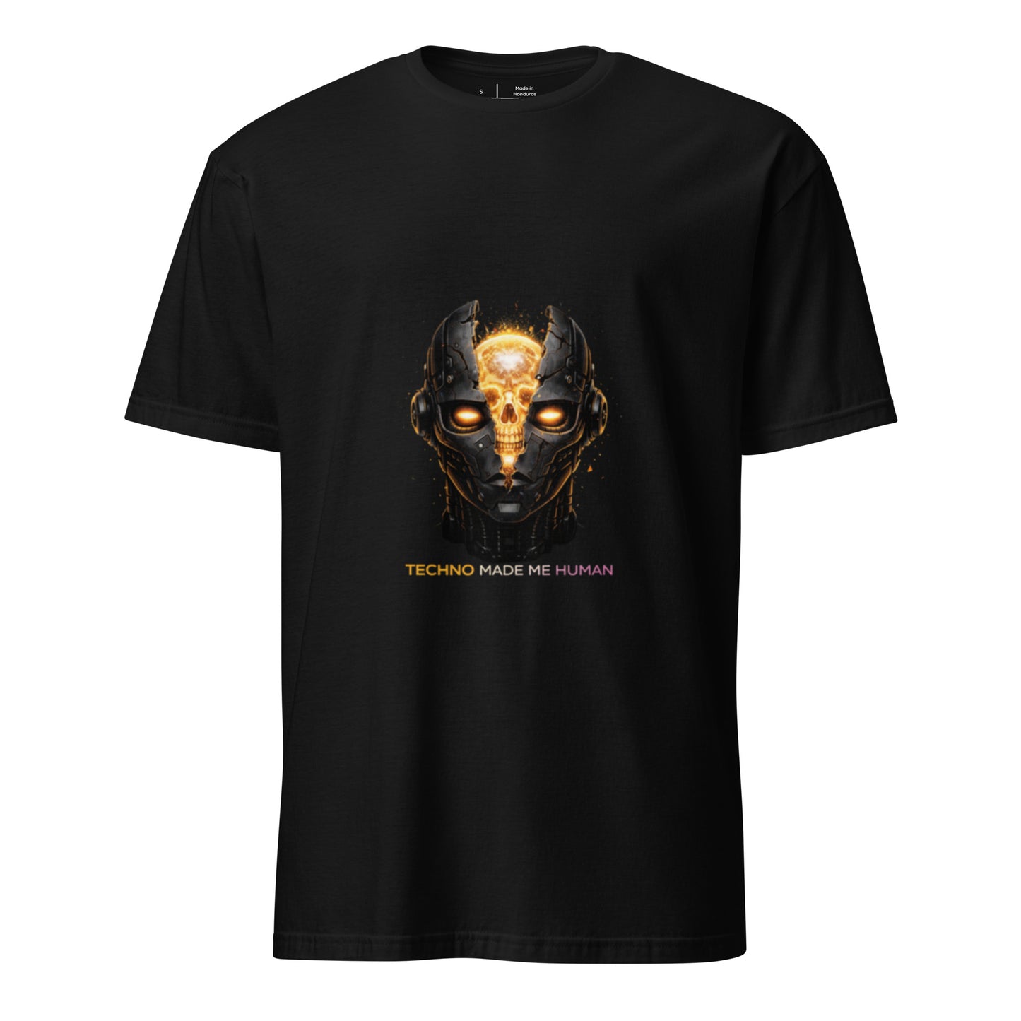 Techno Made Me Human – Dark Cyber Streetwear - Short-Sleeve Unisex T-Shirt - Graphic Tee - Black - Front