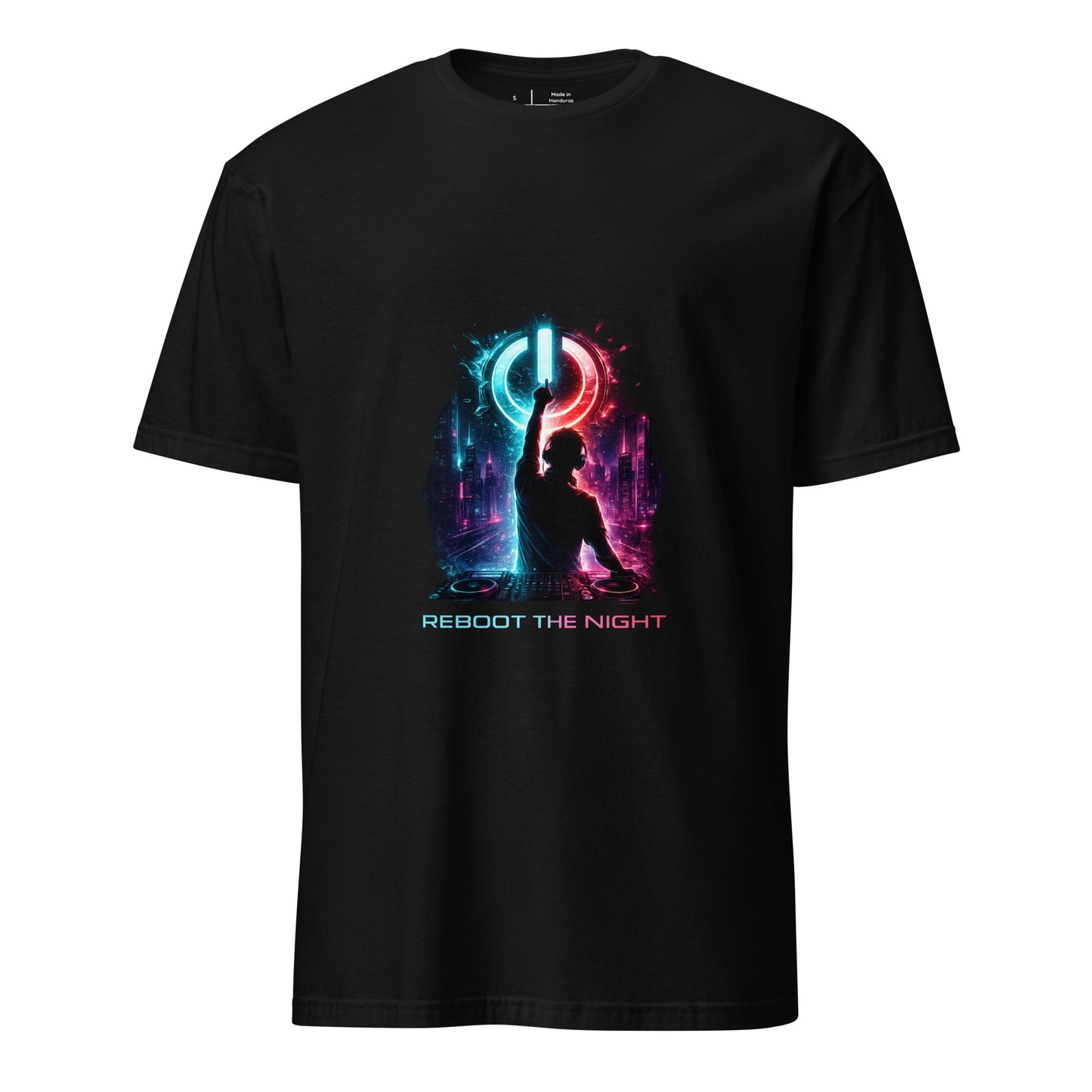 Reboot The Night – Cyber Club - Short-Sleeve Unisex T-Shirt -- Graphic Tee - Black - Front