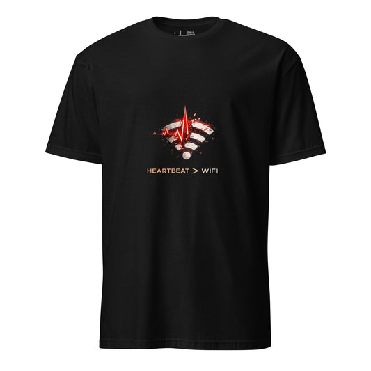 Heartbeat > WIFI – Minimal Cyber - Short-Sleeve Unisex T-Shirt - Graphic Tee - Black - Front