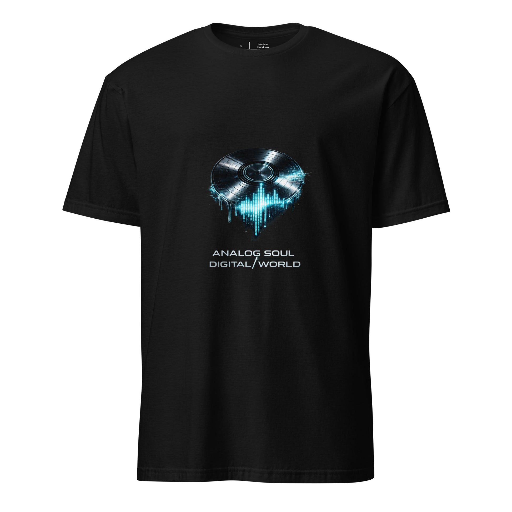 Analog Soul / Digital World – Retro Cyber Music - Short-Sleeve Unisex T-Shirt - Graphic Tee - Black - Front