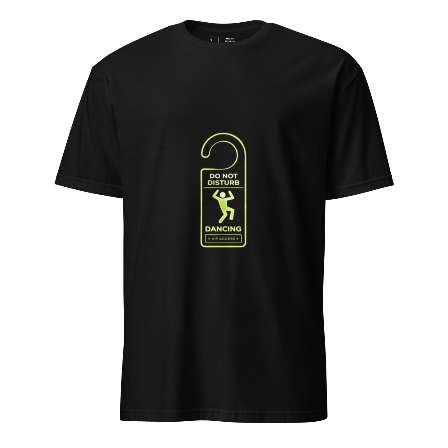 Do Not Disturb: Dancing – Minimal Rave - Short-Sleeve Unisex T-Shirt - Graphic Tee - Black - Front