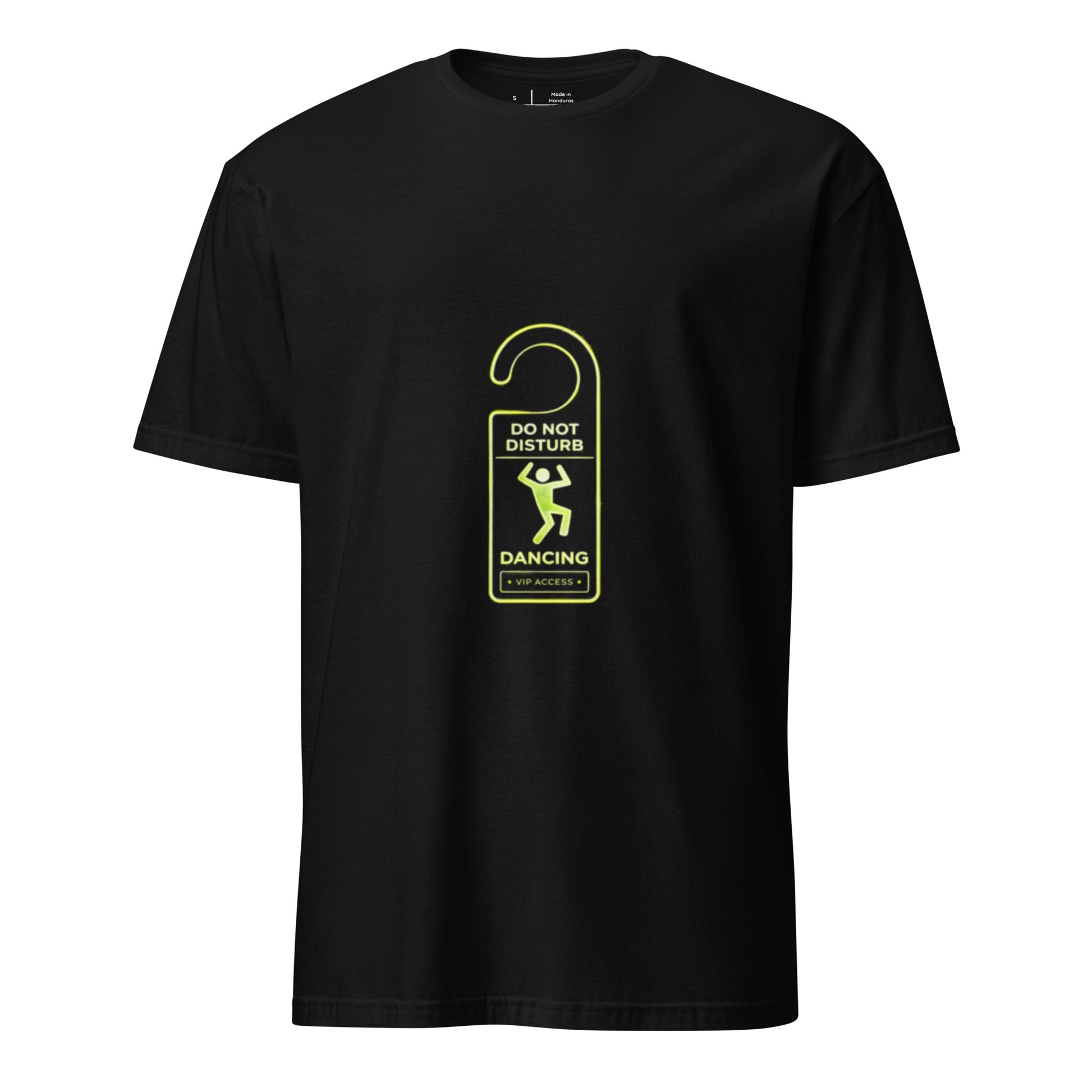 Do Not Disturb: Dancing – Minimal Rave - Short-Sleeve Unisex T-Shirt - Graphic Tee - Black - Front