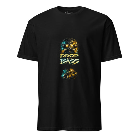 Drop The Bass – Neon Rave - Short-Sleeve Unisex T-Shirt - Graphic Tee - Black - Front