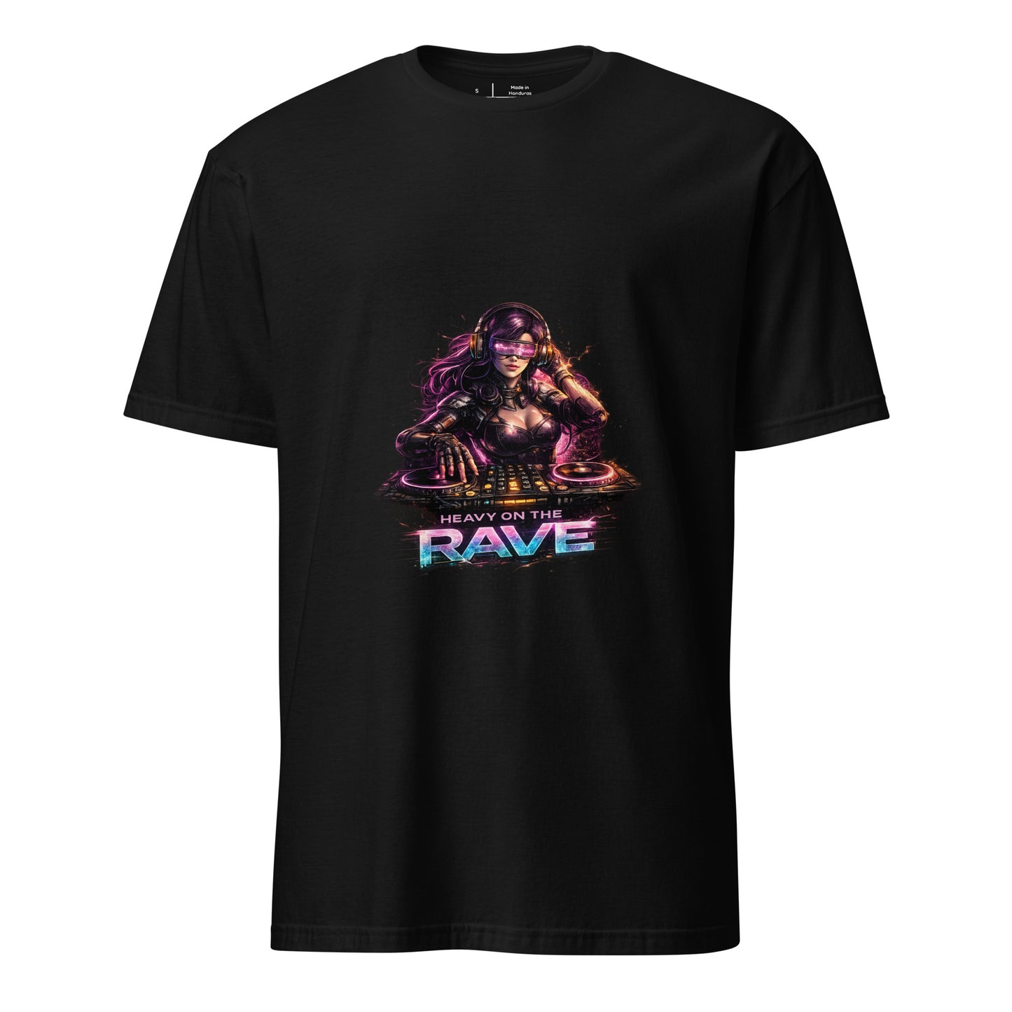 Heavy On The Rave – Cyber DJ Festival - Short-Sleeve Unisex T-Shirt - Graphic Tee - Black - Front