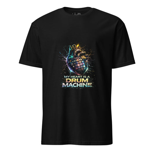 My Heart Is A Drum Machine – Cyber Rave - Short-Sleeve Unisex T-Shirt - Graphic Tee - Black - Front