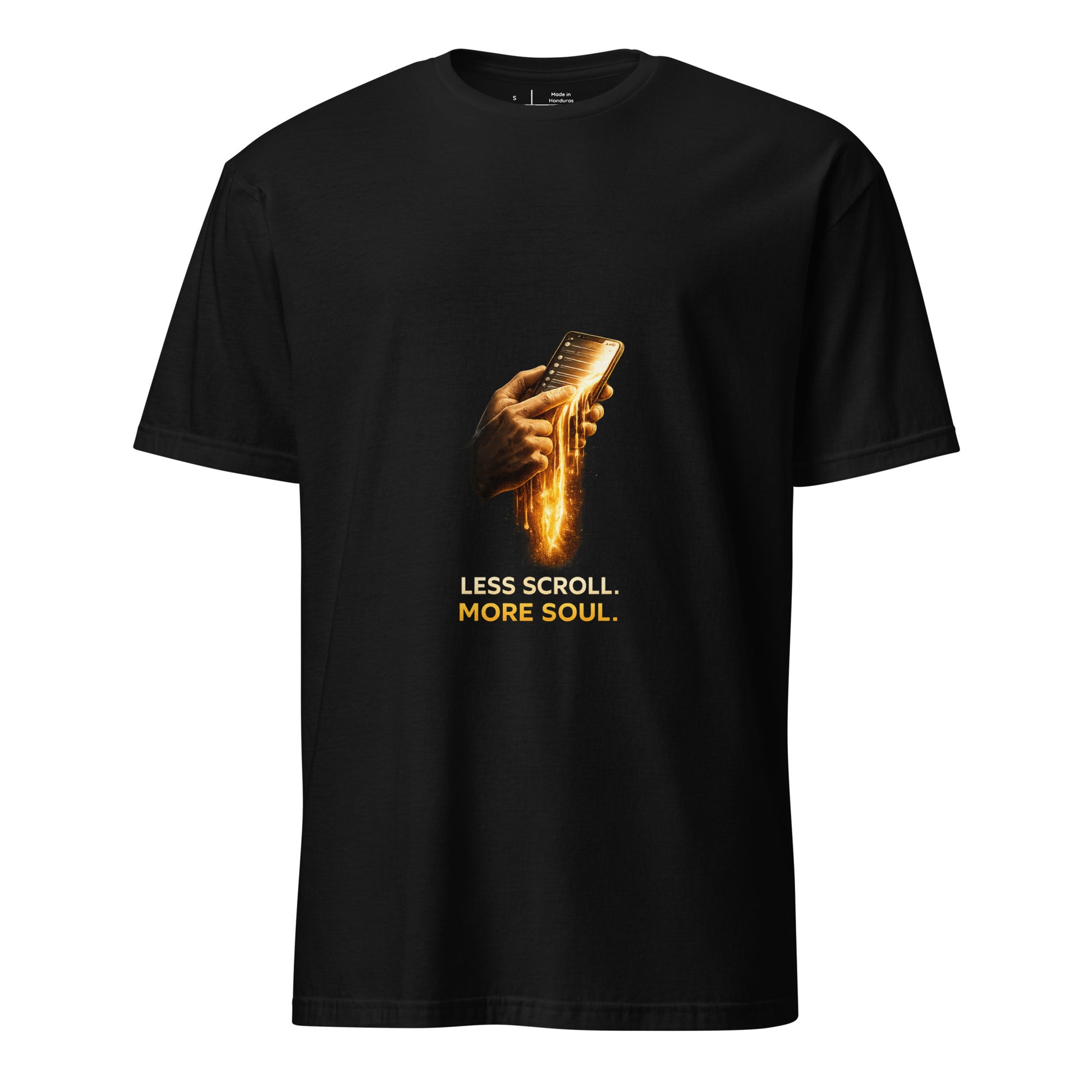 Less Scroll. More Soul. – Digital Detox - Short-Sleeve Unisex T-Shirt - Graphic Tee - Black - Front