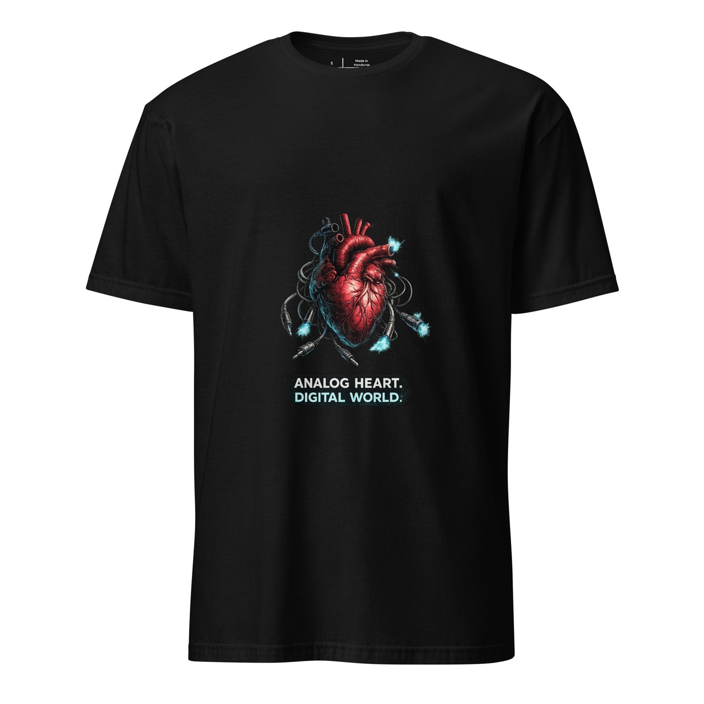 Analog Heart. Digital World. – Cyber Philosophy - Short-Sleeve Unisex T-Shirt - Graphic Tee - Black - Front