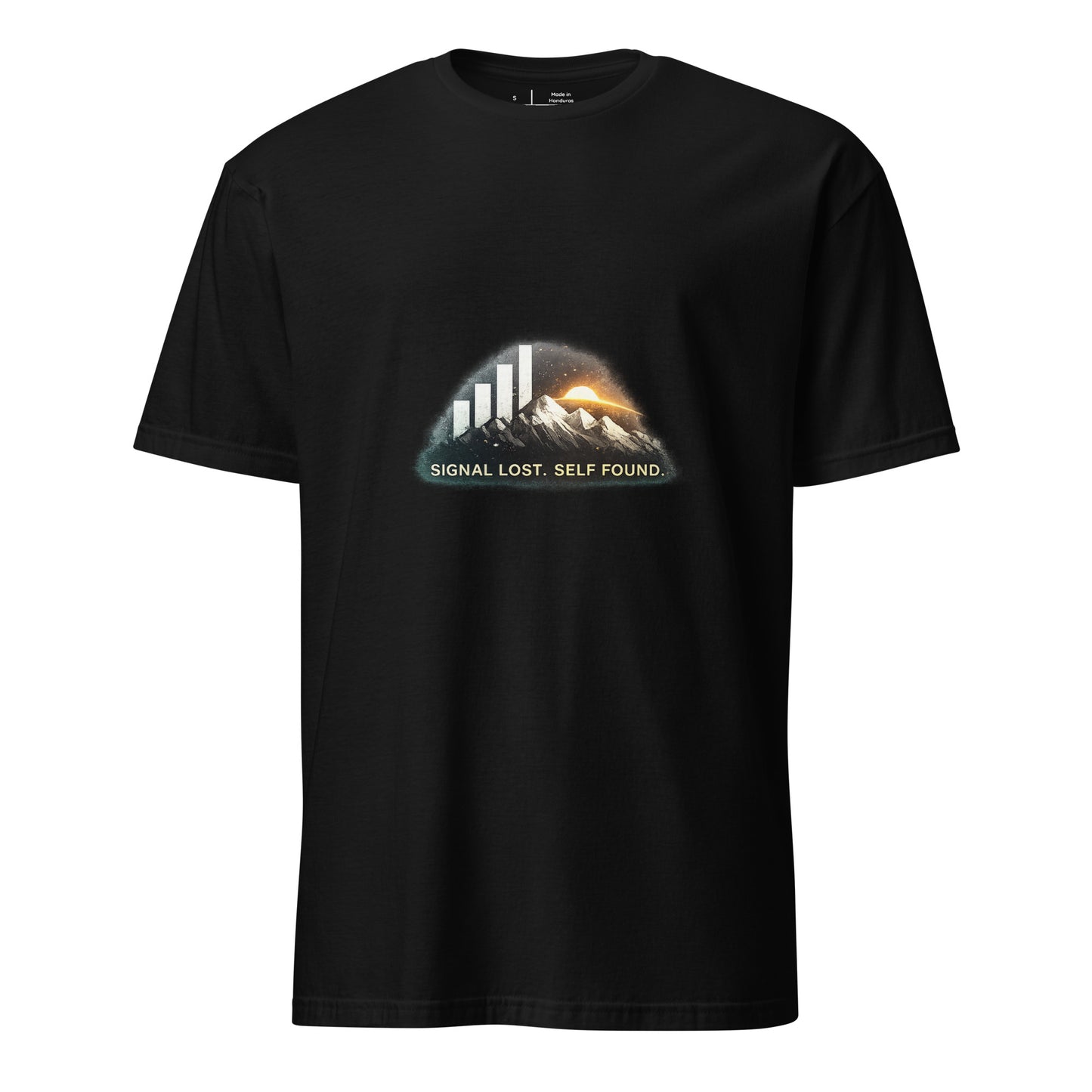 Signal Lost. Self Found. – Digital Detox - Short-Sleeve Unisex T-Shirt - Graphic Tee - Black - Front