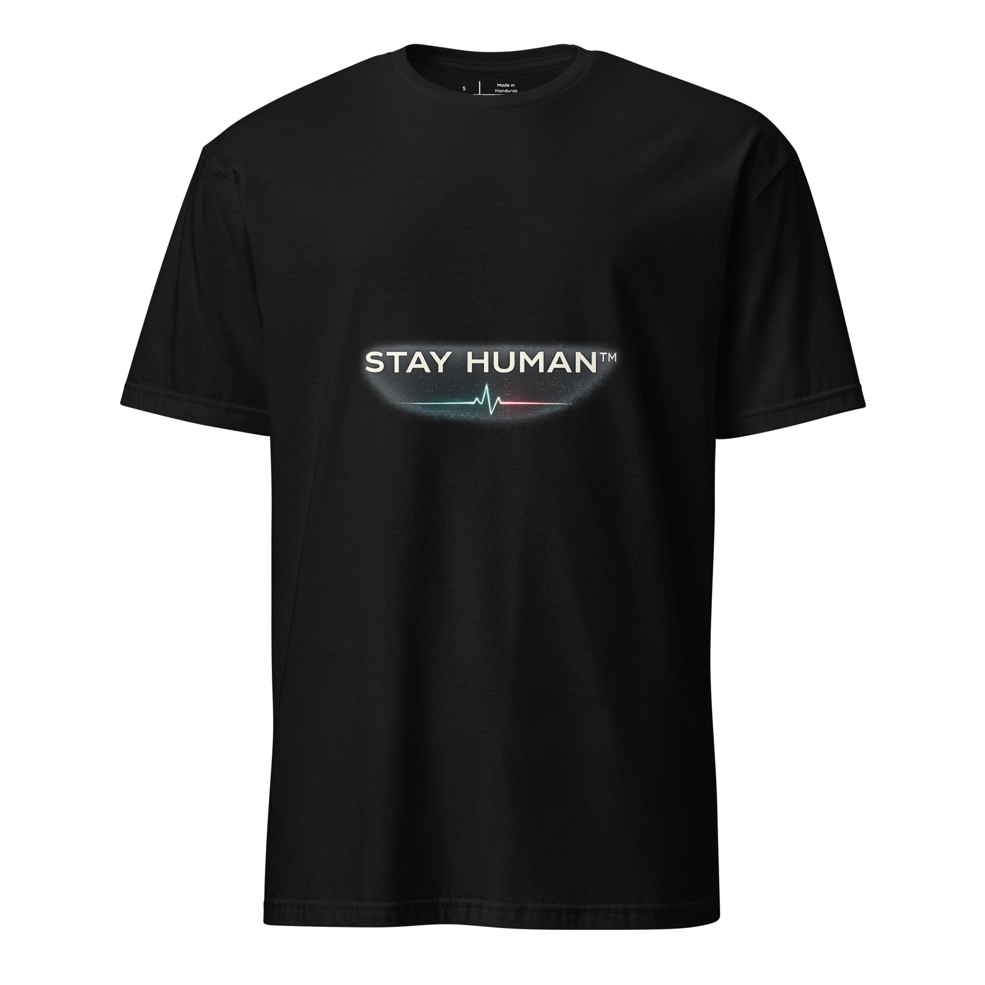 Stay Human™ – Luxury Minimalist Statement - Short-Sleeve Unisex T-Shirt - Graphic Tee - Black - Front