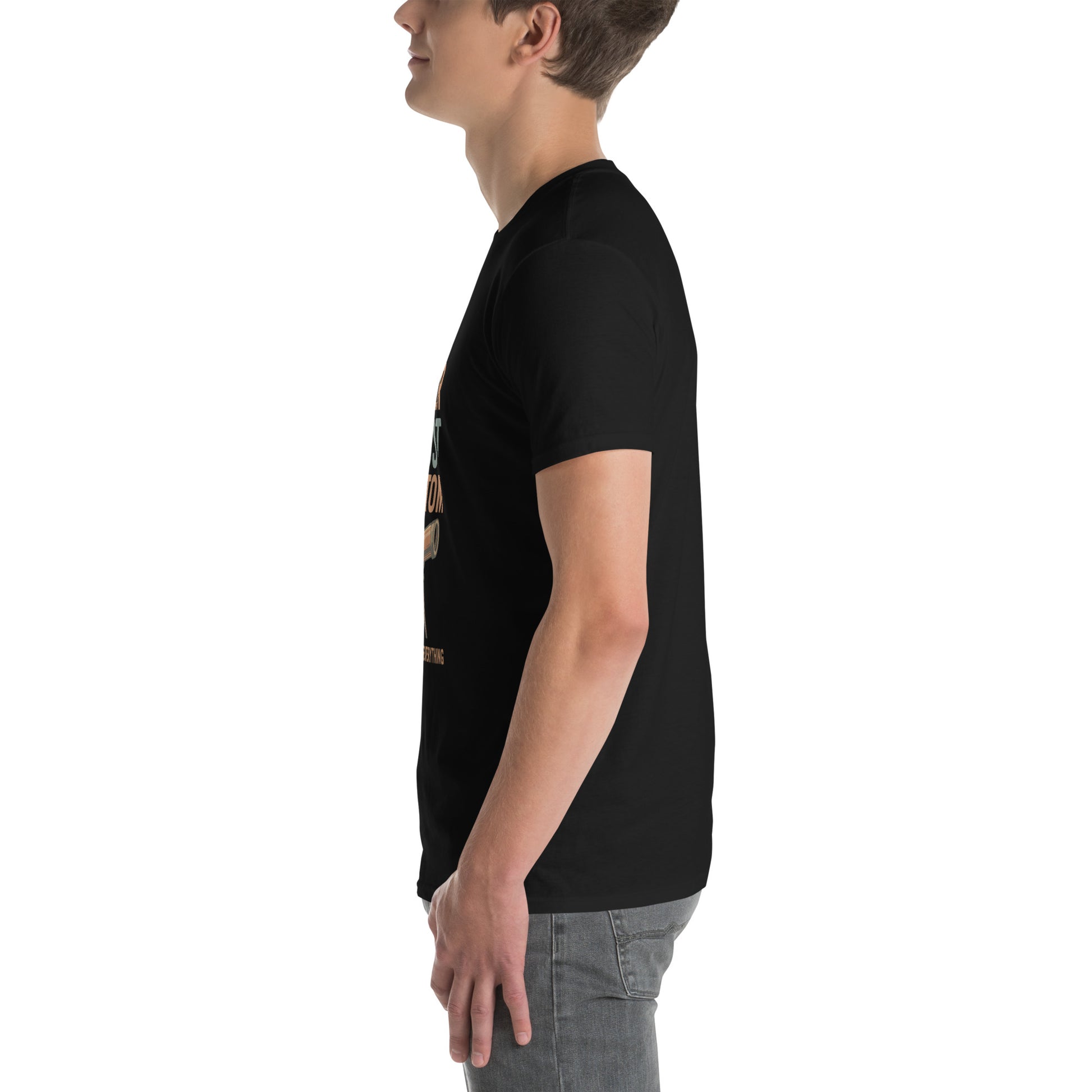 Never Trust An Atom - Science Joke - Short-Sleeve Unisex T-Shirt - Graphic Tee - Black - Left side