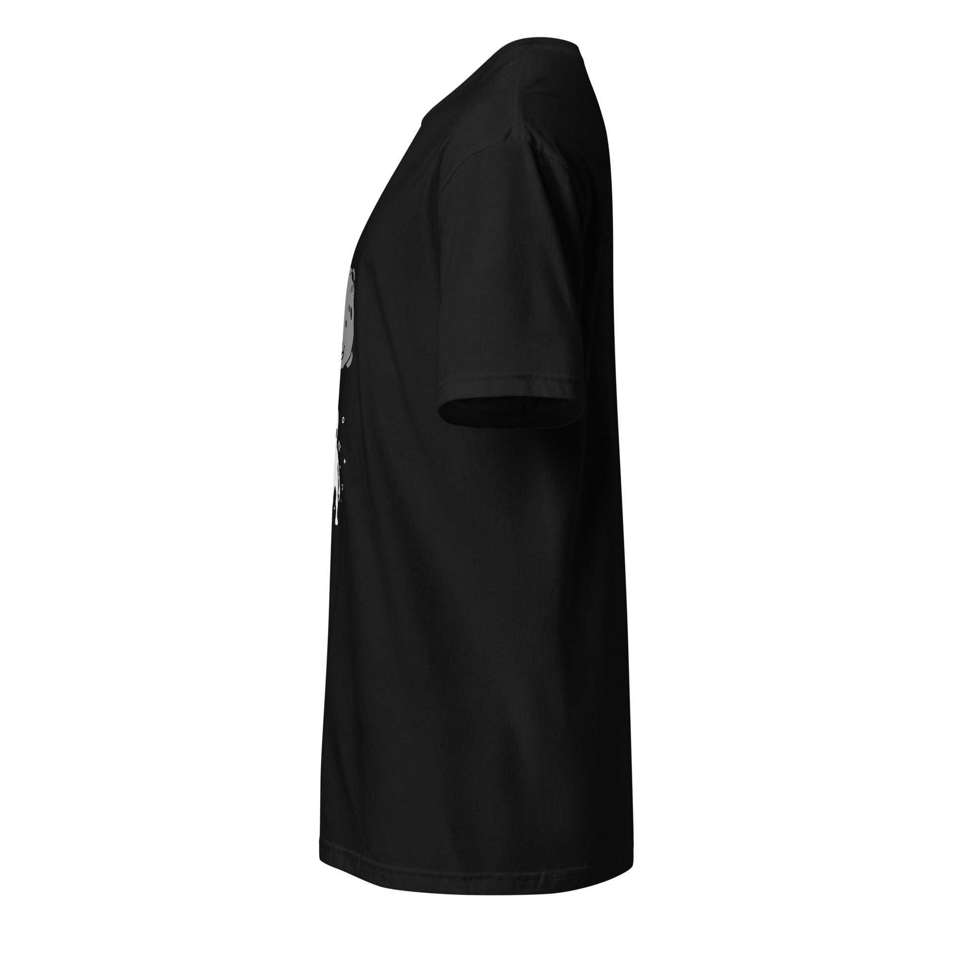 “Moonman” Minimalist Alien Graphic Tee - Short-Sleeve Unisex T-Shirt - Graphic Tee - Black - Left side