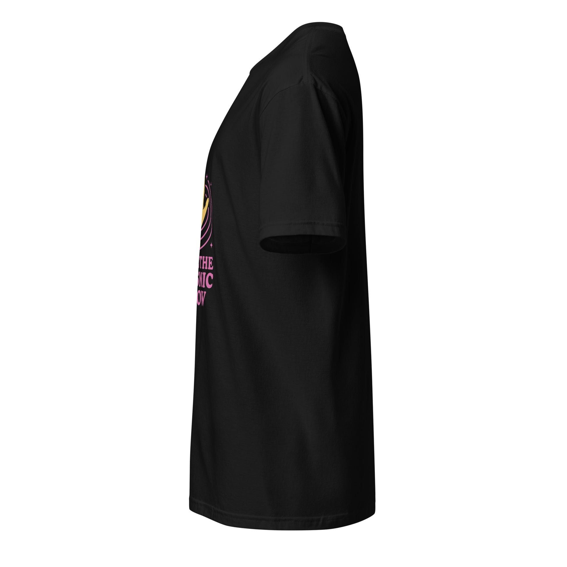 "Feel The Cosmic Flow" - Film Parody - Short-Sleeve Unisex T-Shirt - Graphic Tee - Black - Left side