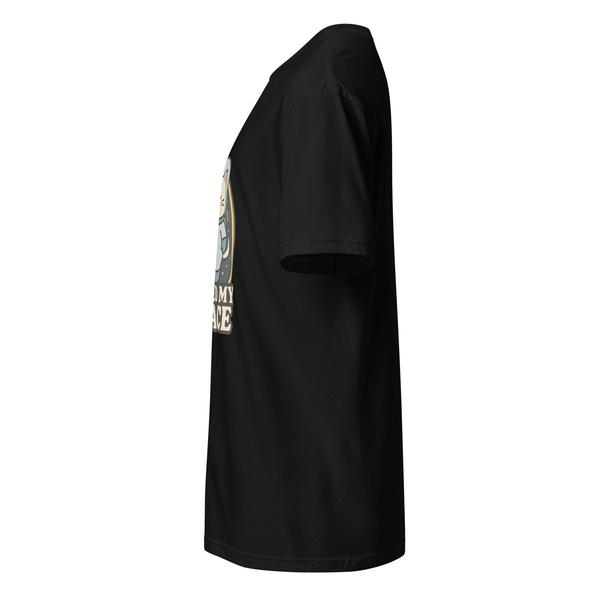 I Need Space – Lucky Cat Astronaut - Short-Sleeve Unisex T-Shirt - Graphic Tee - Black - Left side