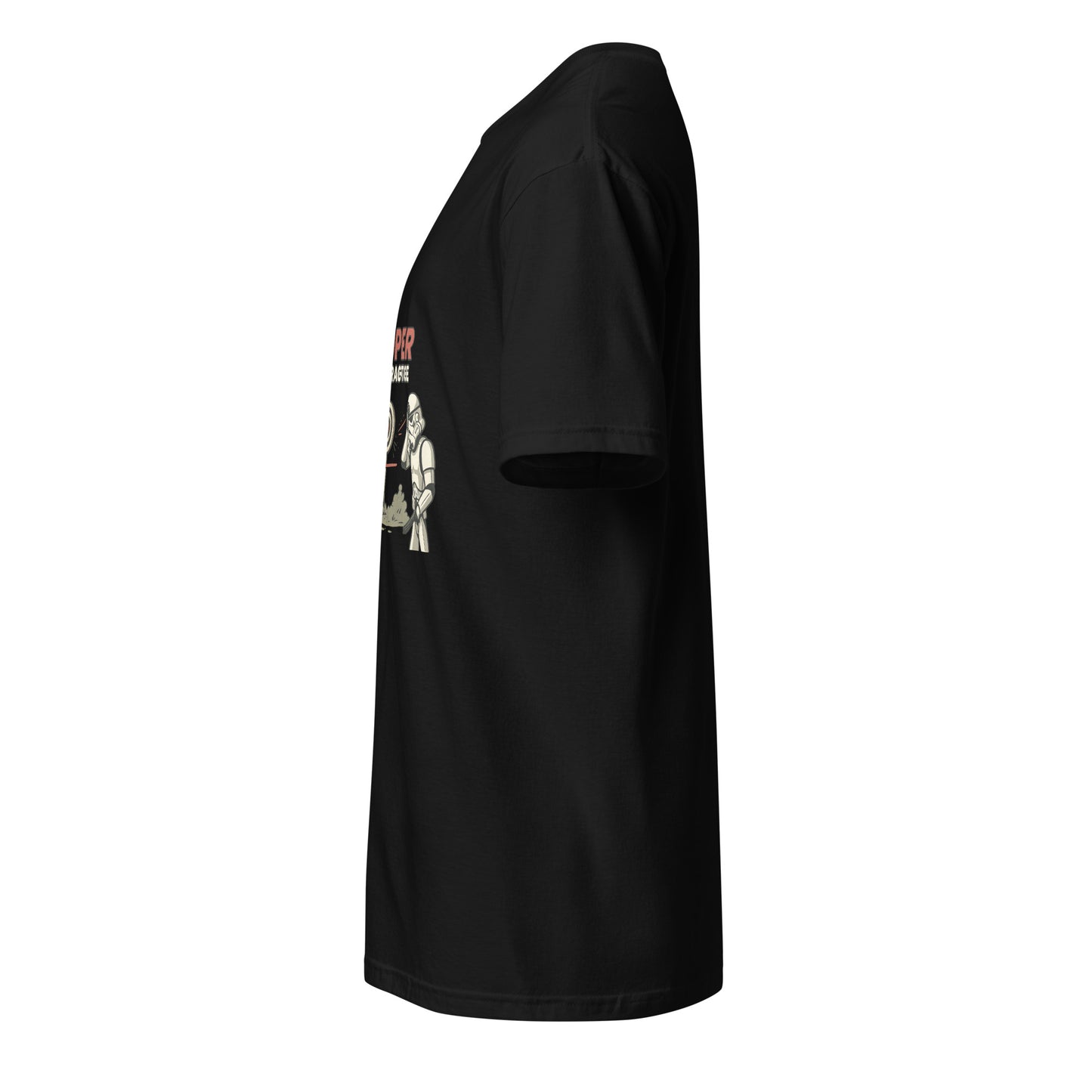 Trooper Target Practice – Aiming's Overrated Anyway - Short-Sleeve Unisex T-Shirt - Graphic Tee - Black - Left side