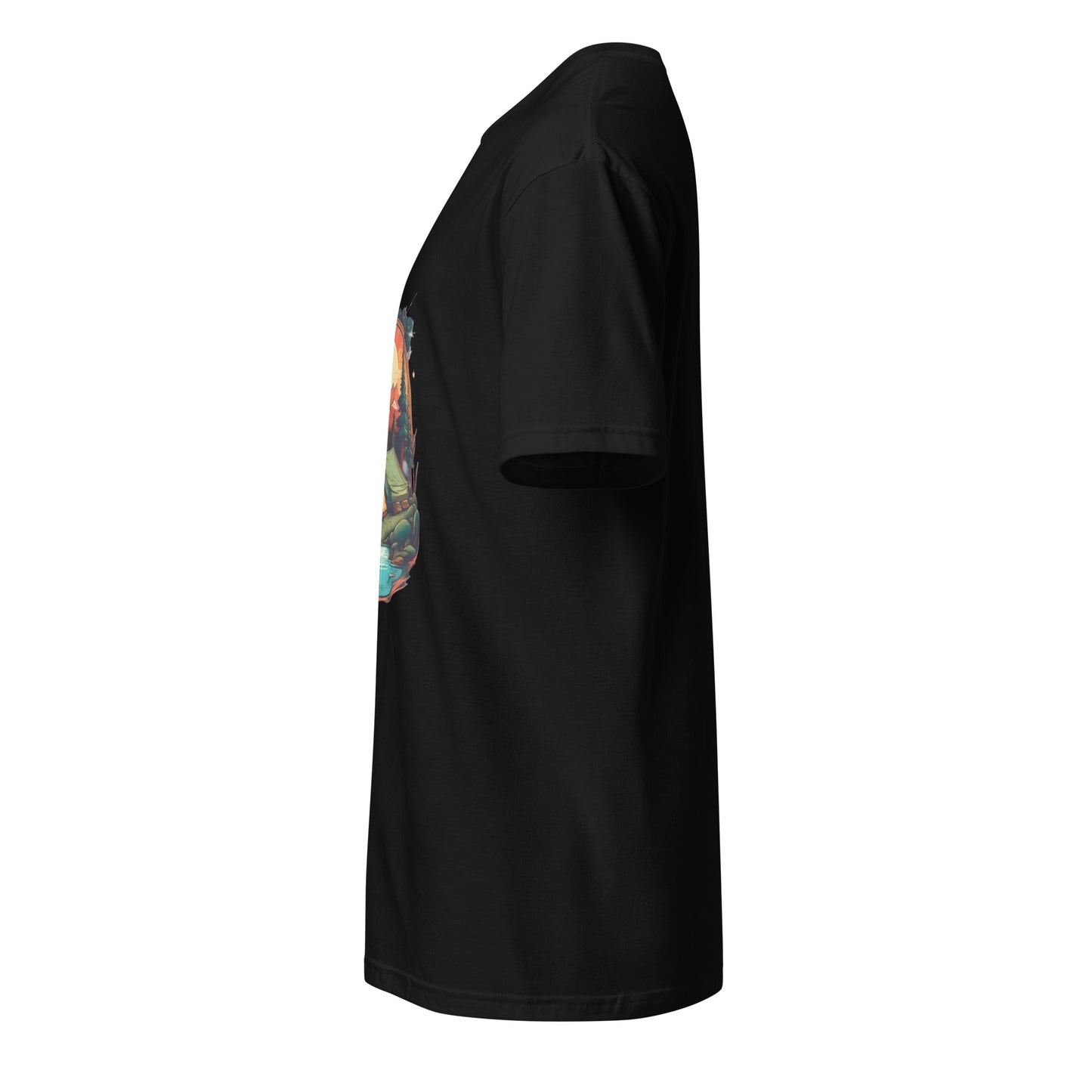 Golden Escape – Twin Tent Adventure - Short-Sleeve Unisex T-Shirt - Graphic Tee - Black - Left side