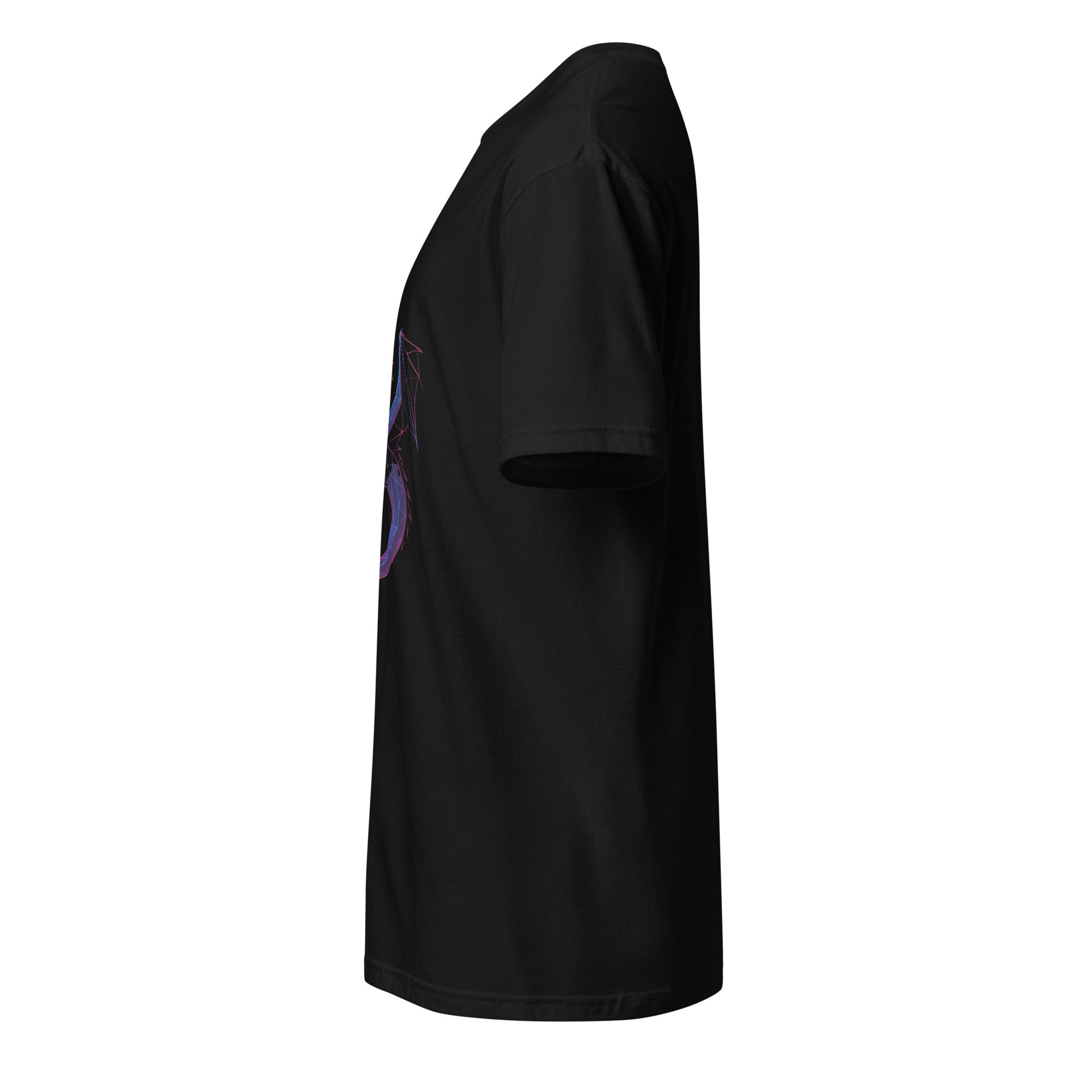 Digital Dragon – Neon Cyber Beast - Short-Sleeve Unisex T-Shirt - Graphic Tee - Black - Left side