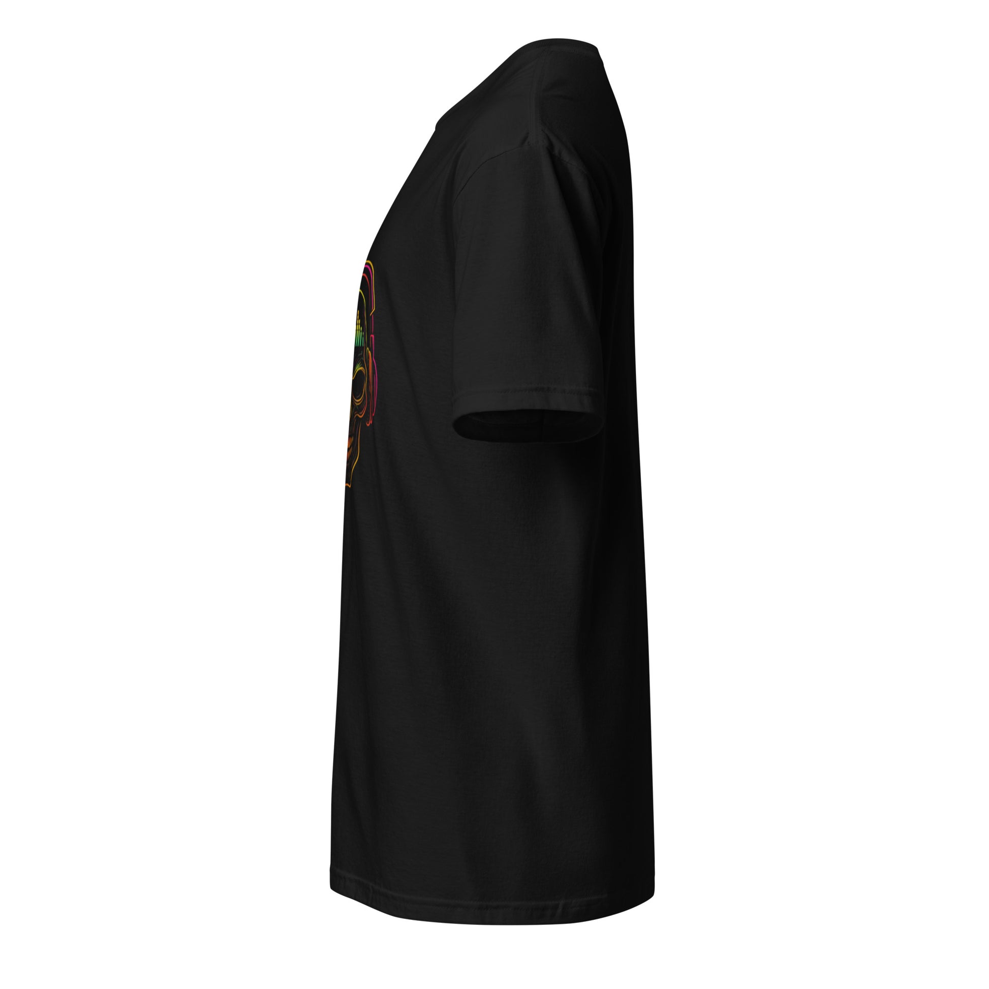Neon Soundwave Skull – Festival Beats - Short-Sleeve Unisex T-Shirt - Graphic Tee - Black - Left side