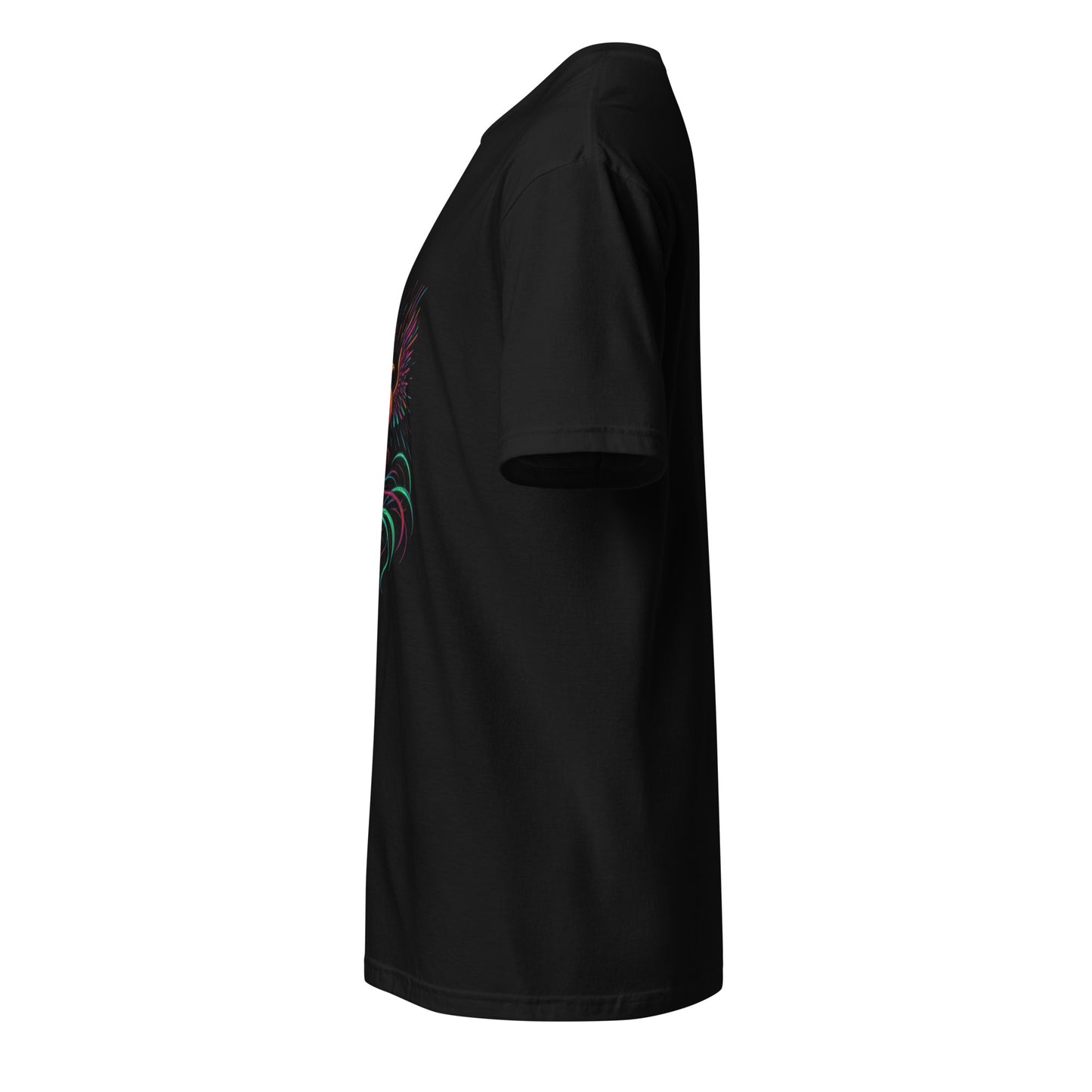 Festival Phoenix – Rise in Neon - Short-Sleeve Unisex T-Shirt - Graphic Tee - Black - Left side
