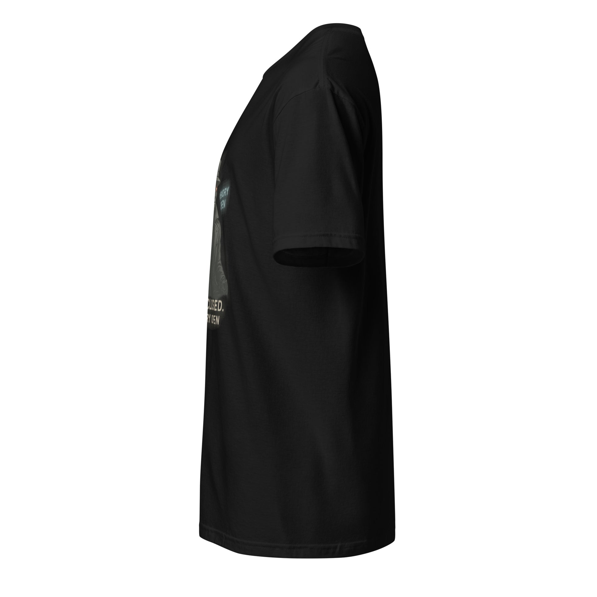 Mecha Noir – Cyberpunk Detective - Short-Sleeve Unisex T-Shirt - Graphic Tee - Black - Left side