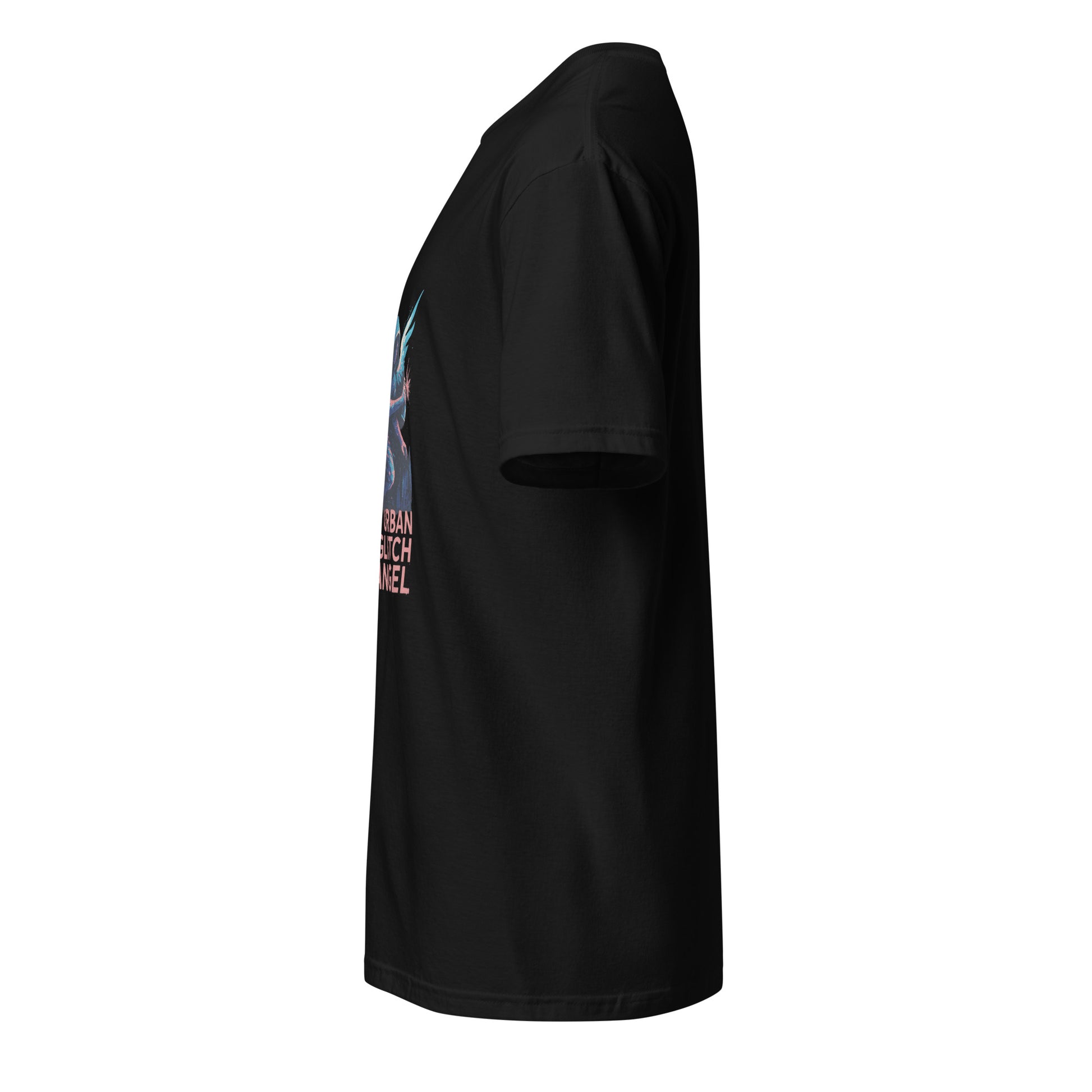 Urban Glitch Angel - Neon Grace - Short-Sleeve Unisex T-Shirt - Graphic Tee - Black - Left side
