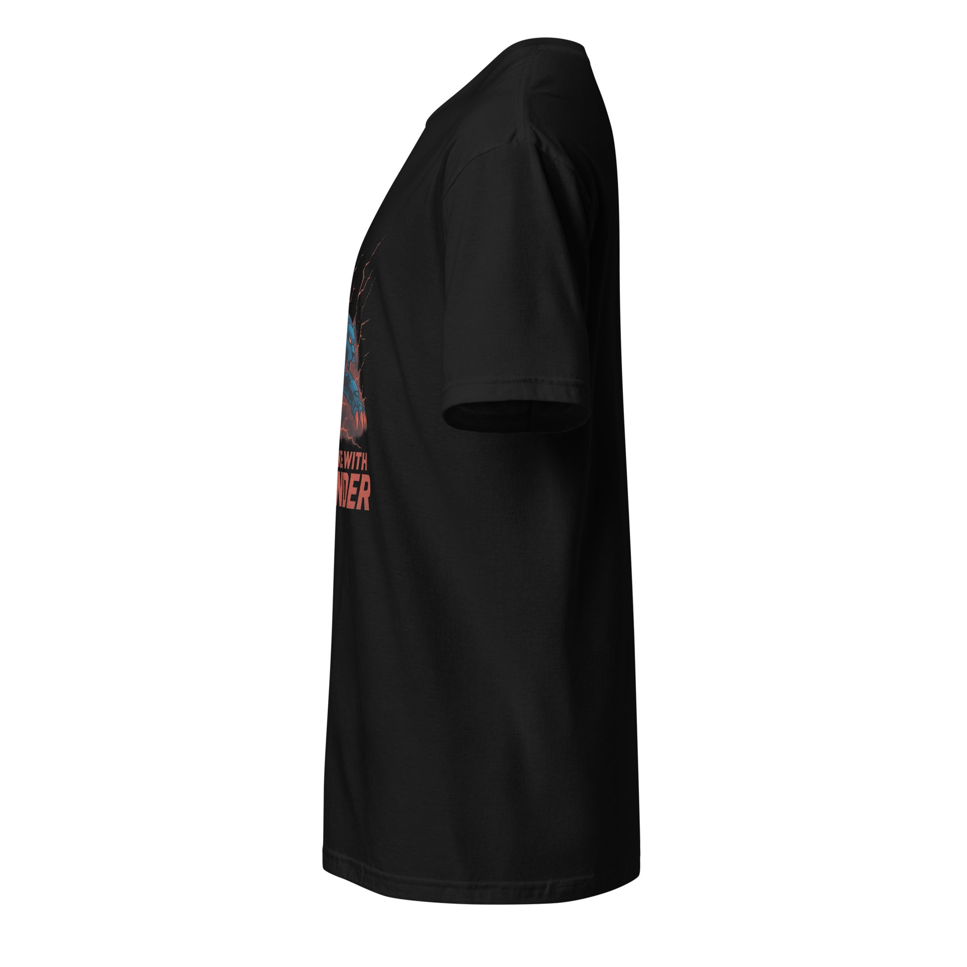 Mech-Panther Storm Unit – “Strike with Thunder.” - Short-Sleeve Unisex T-Shirt - Graphic Tee - Black - Left side