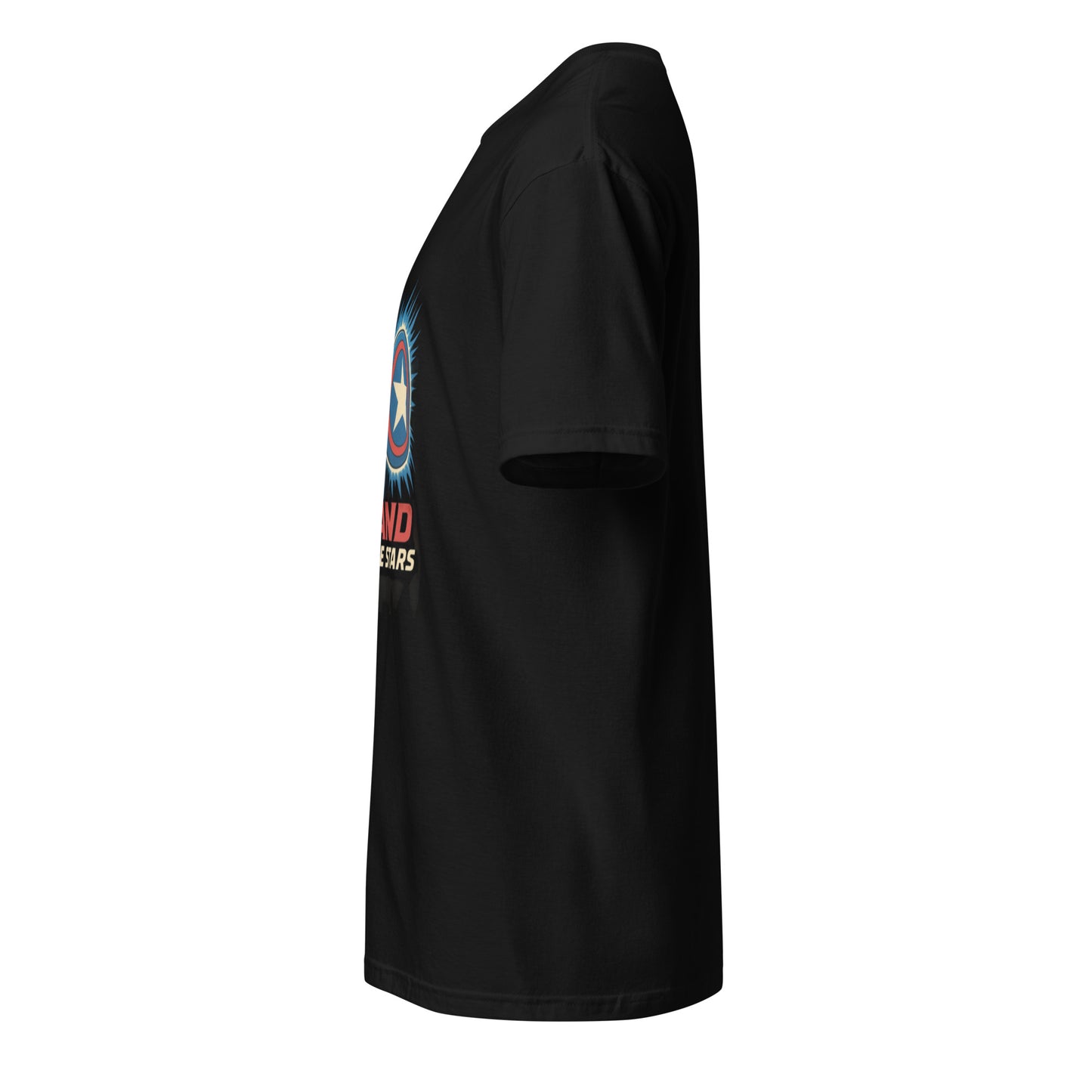 Galactic Sentinel Overwatch – “Stand for the Stars.” - Short-Sleeve Unisex T-Shirt - Graphic Tee - Black - Left side