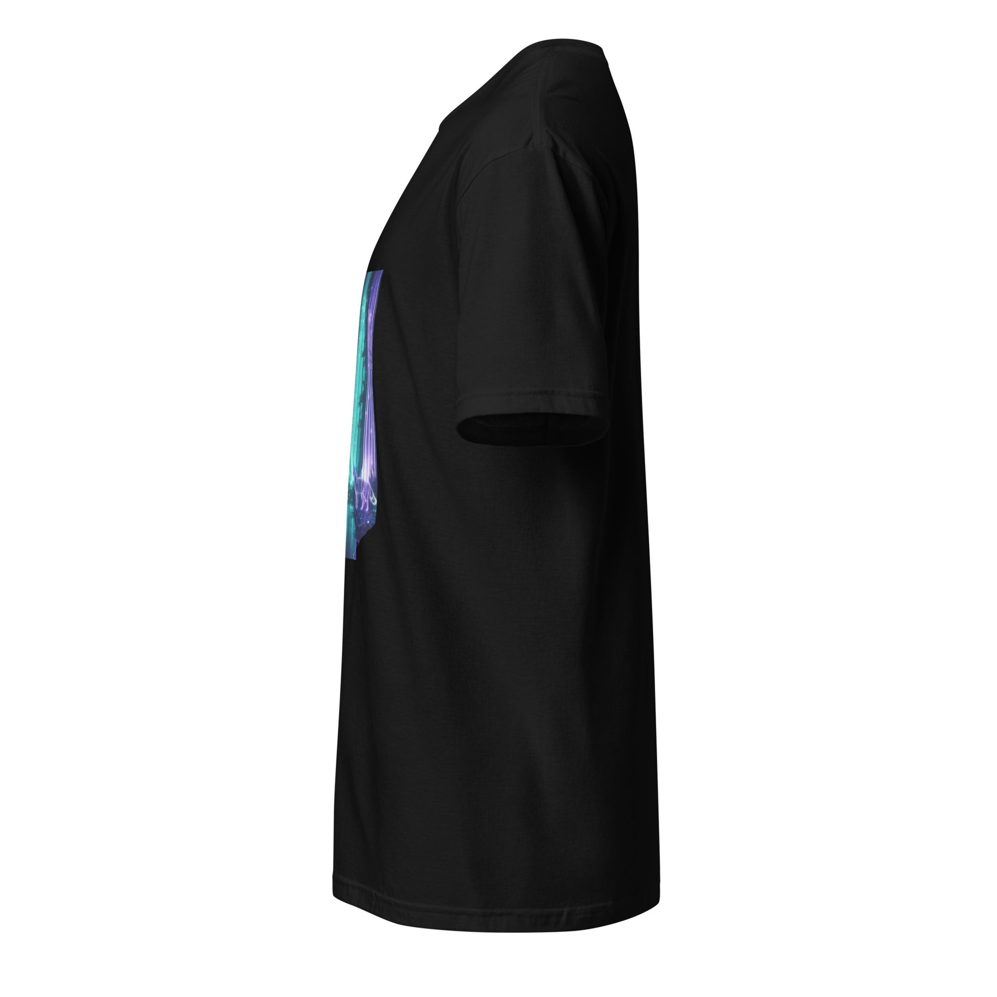 Quantum Forest – Digital Nature Fusion - Short-Sleeve Unisex T-Shirt - Graphic Tee - Black - Left side