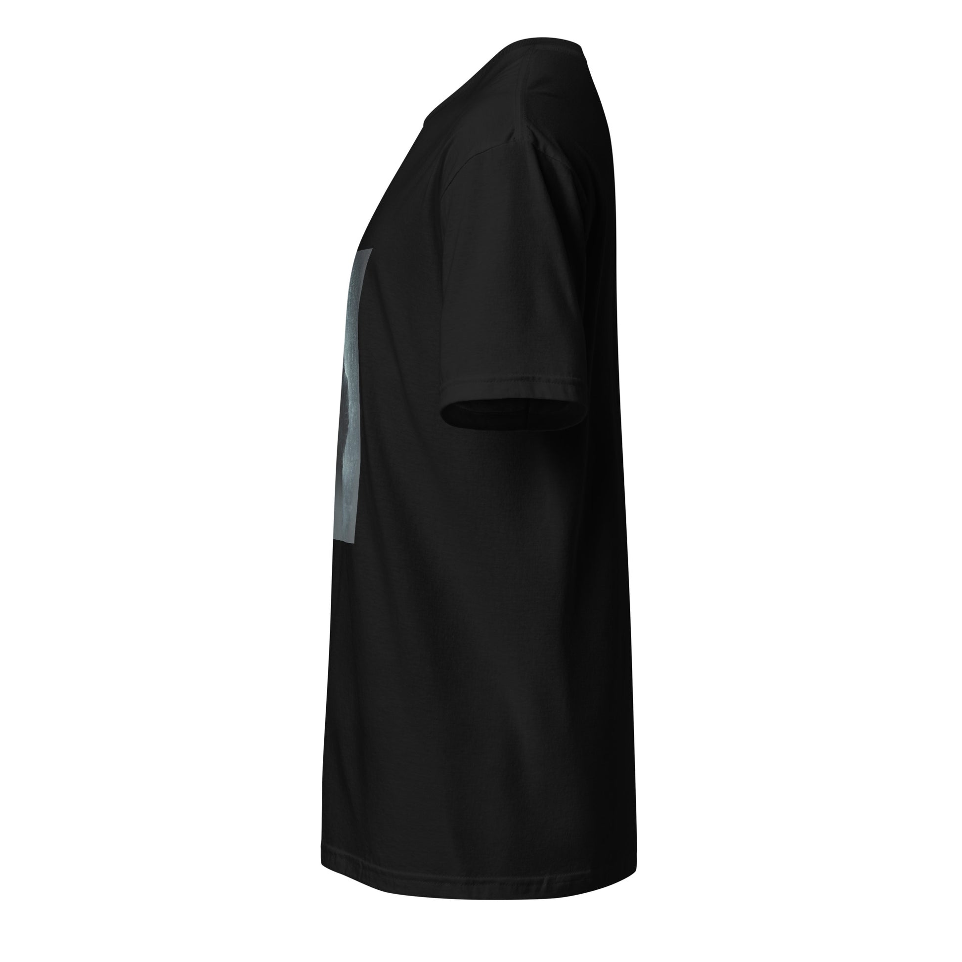 After The Noise – Minimal Cyber Noir - Short-Sleeve Unisex T-Shirt - Graphic Tee - Black - Left side