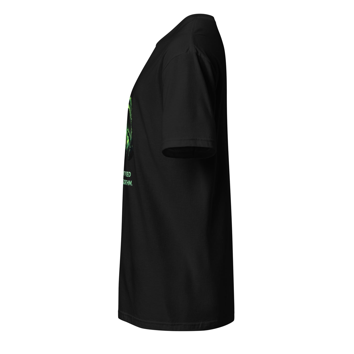 Do Not Feed The Algorithm – Cyber Dystopia - Short-Sleeve Unisex T-Shirt - Graphic Tee - Black - Left side