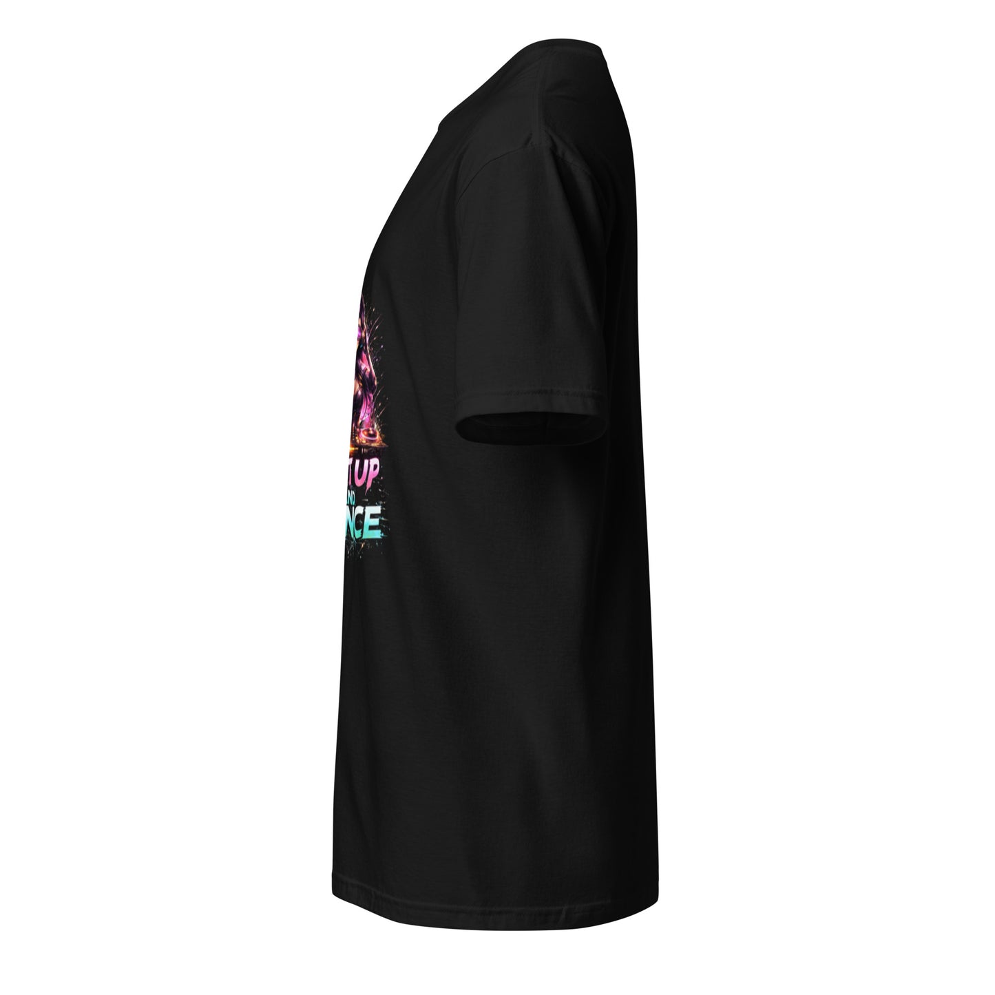 Shut Up And Dance – Cyber Rave DJ - Short-Sleeve Unisex T-Shirt - Graphic Tee - Black - Left side