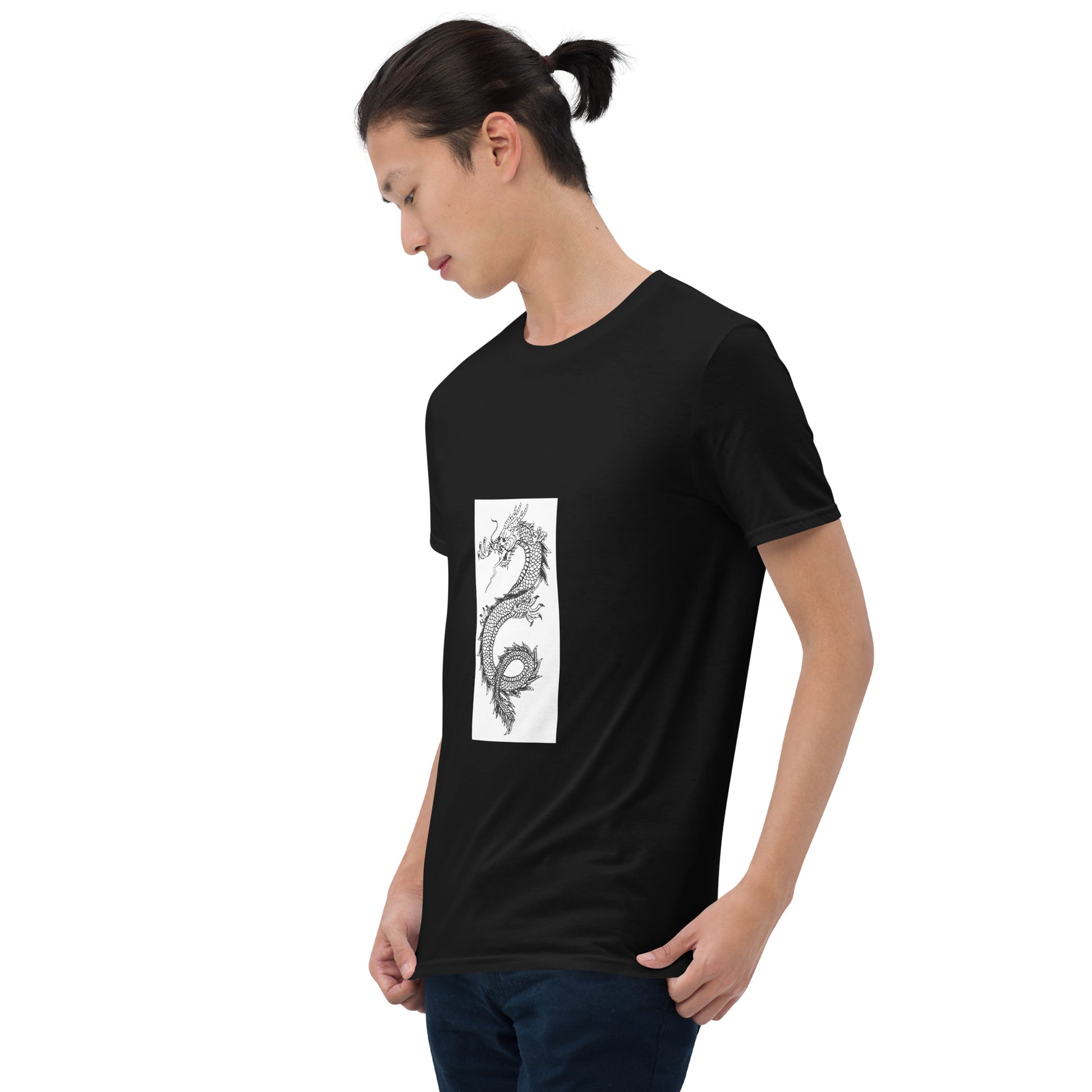 Chinese Dragon - Minimalist Design Artwork - Short-Sleeve Unisex T-Shirt - Graphic Tee - Black - Front left