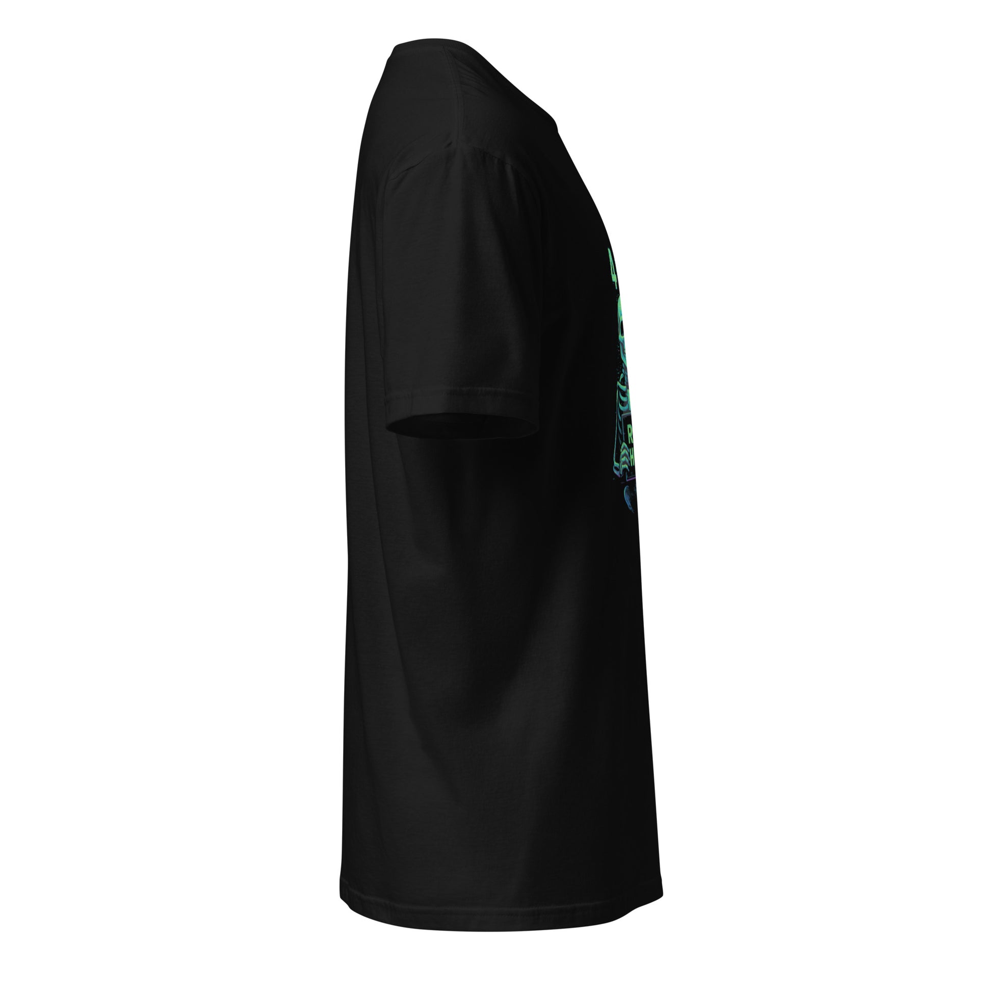 404: Costume Not Found – Glitched Skeleton - Short-Sleeve Unisex T-Shirt - Graphic Tee - Black - Right side