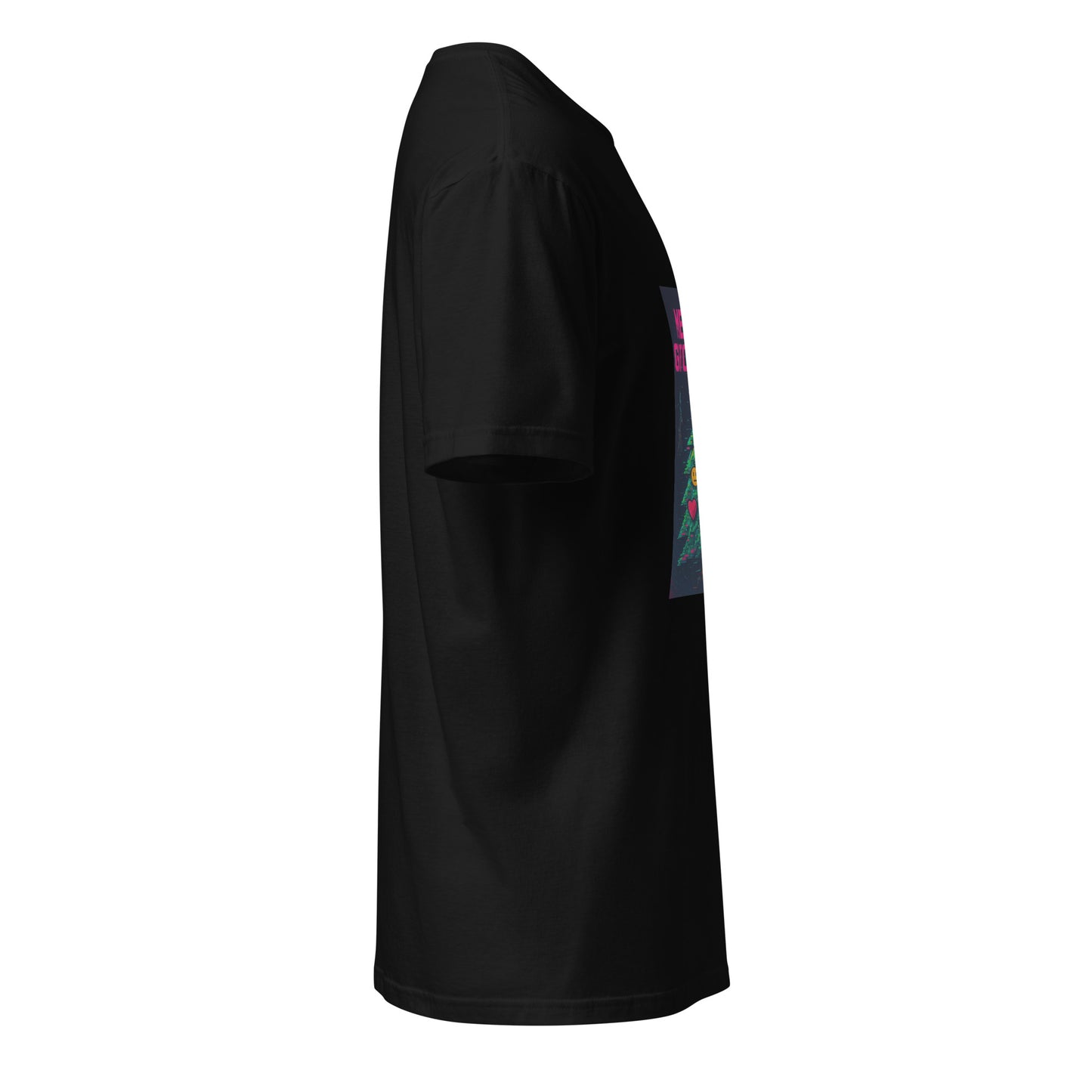 Merry Glitchmas - Cyber Christmas - Short-Sleeve Unisex T-Shirt - Graphic Tee - Black - Right side