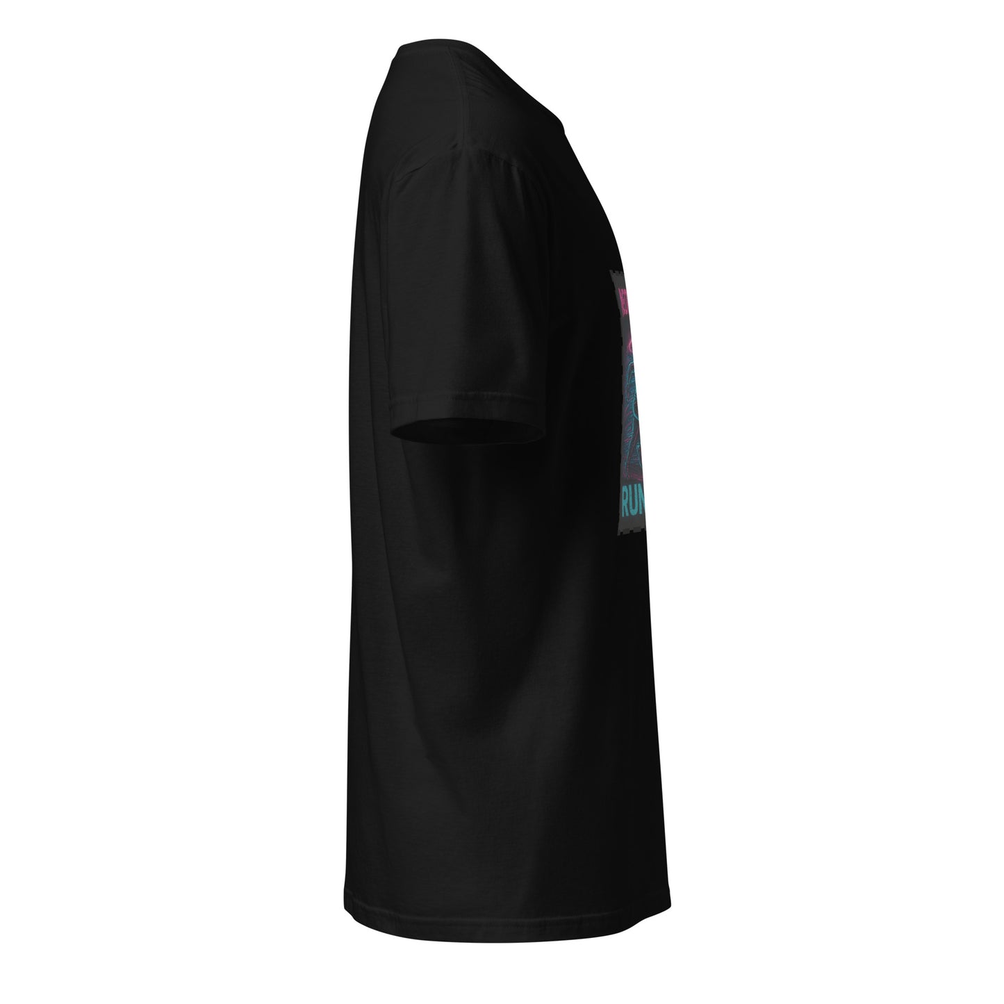 Neon Halo Runner - Cyber Adrenaline - Short-Sleeve Unisex T-Shirt - Graphic Tee - Black - Right side