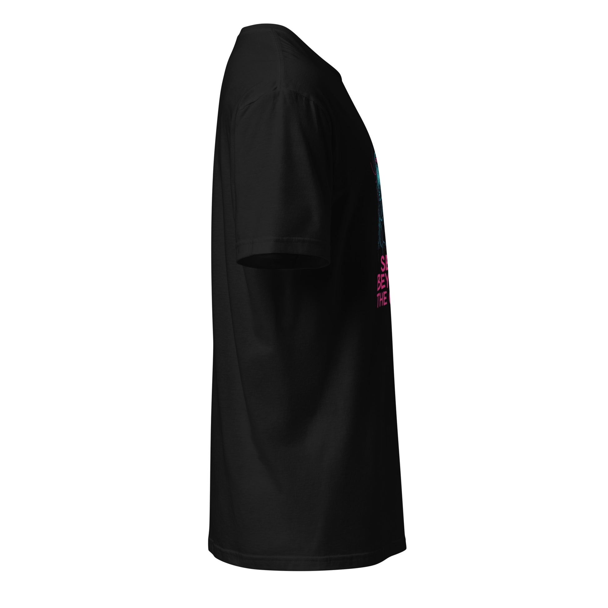 The Circuit Prophetess - Neon Mysticism - Short-Sleeve Unisex T-Shirt - Graphic Tee - Black - Right side