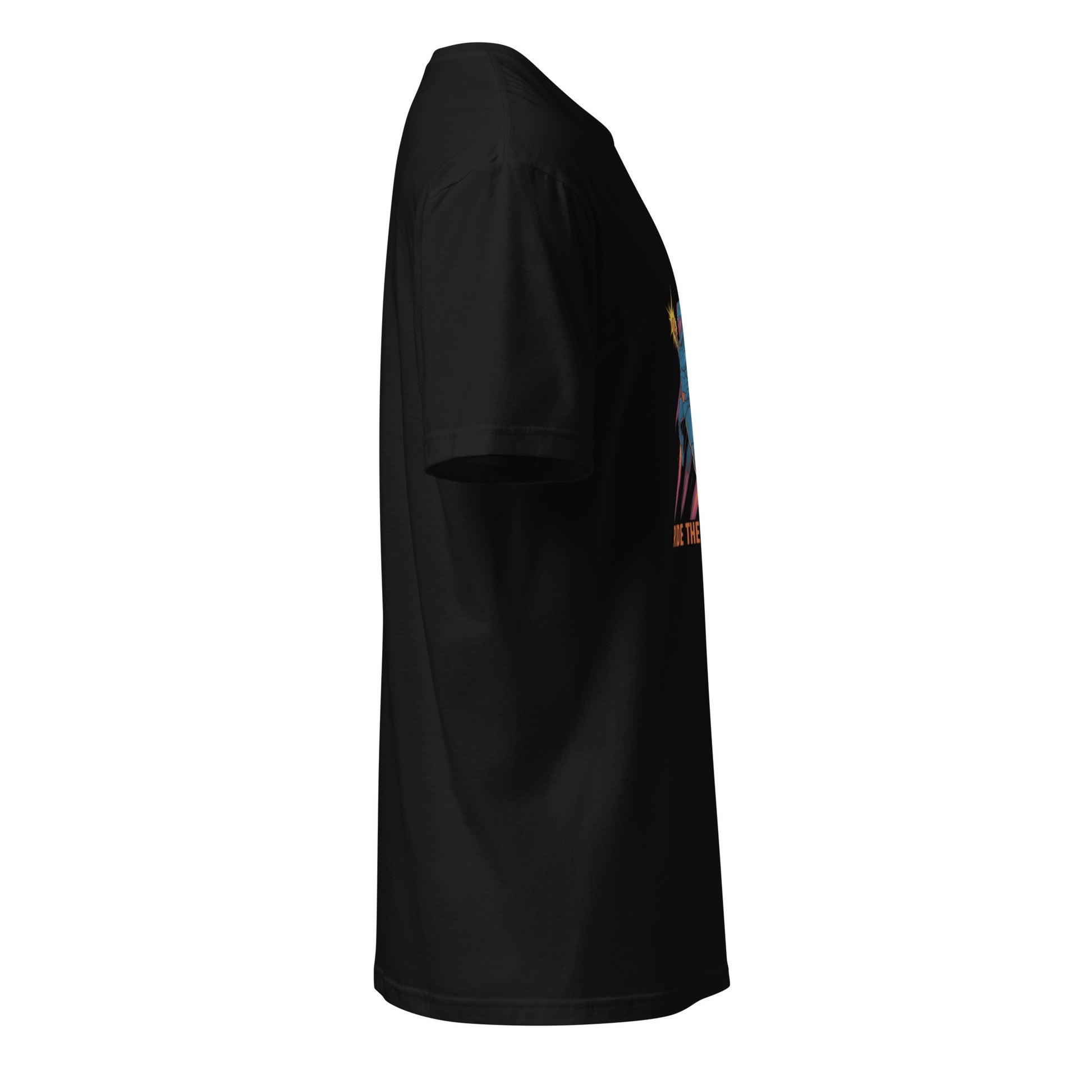 Turbo Nebula Riders – “Ride the Stormline.” - Short-Sleeve Unisex T-Shirt - Graphic Tee - Black - Right side