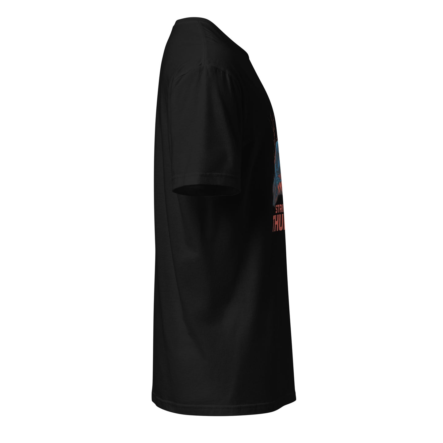 Mech-Panther Storm Unit – “Strike with Thunder.” - Short-Sleeve Unisex T-Shirt - Graphic Tee - Black - Right side