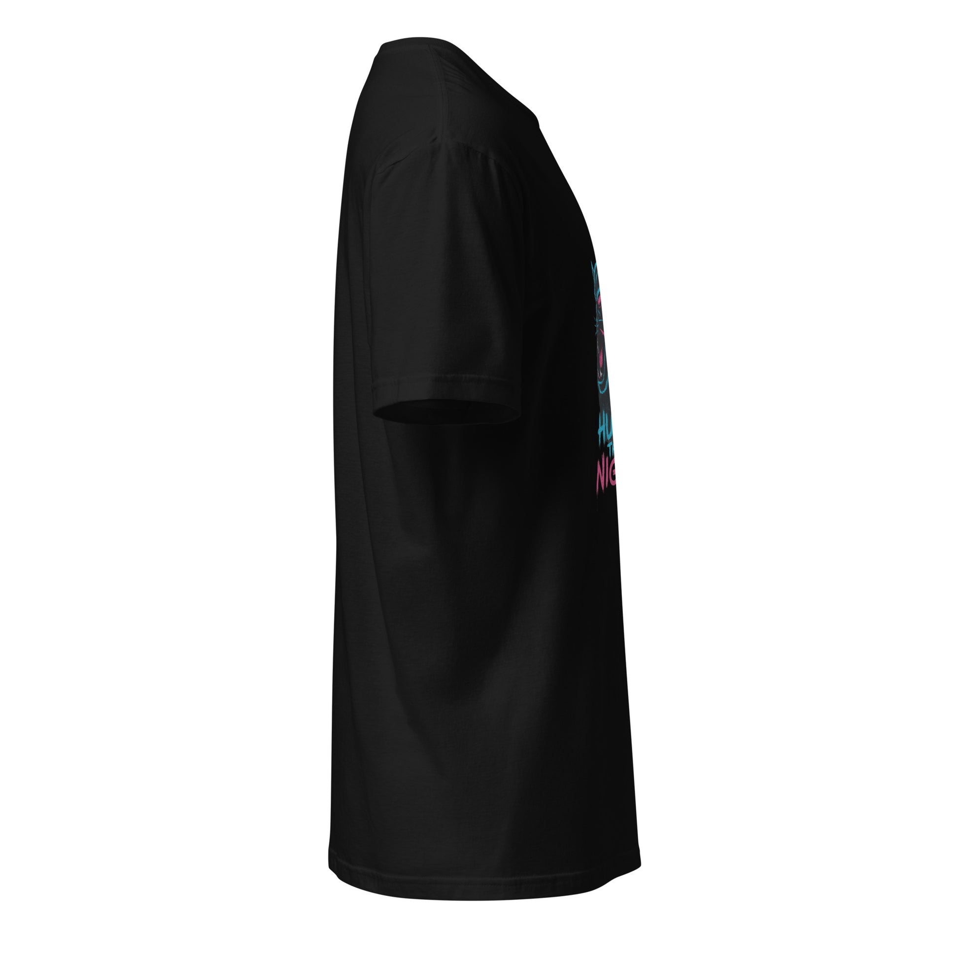 Neon Graff Panther – “Hunt the Night.” - Short-Sleeve Unisex T-Shirt - Graphic Tee - Black - Right side