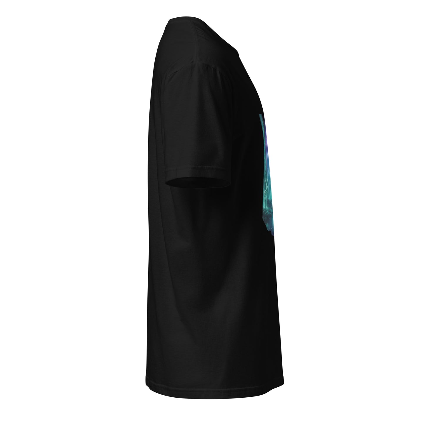 Quantum Forest – Digital Nature Fusion - Short-Sleeve Unisex T-Shirt - Graphic Tee - Black - Right side