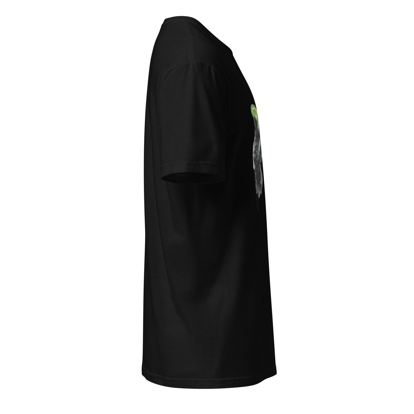 Halo Hackers – Cyber Streetwear - Short-Sleeve Unisex T-Shirt - Graphic Tee - Black - Right side