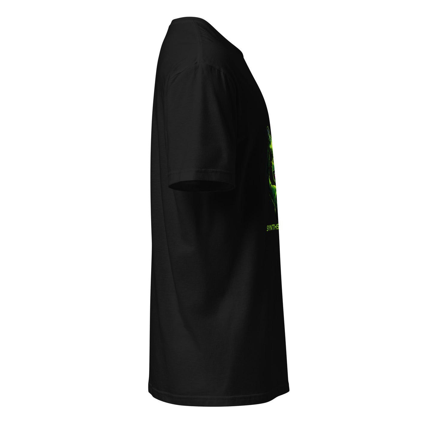 Energy Needed: Synths > Sleep – Cyber Rave - Short-Sleeve Unisex T-Shirt - Graphic Tee - Black - Right side 