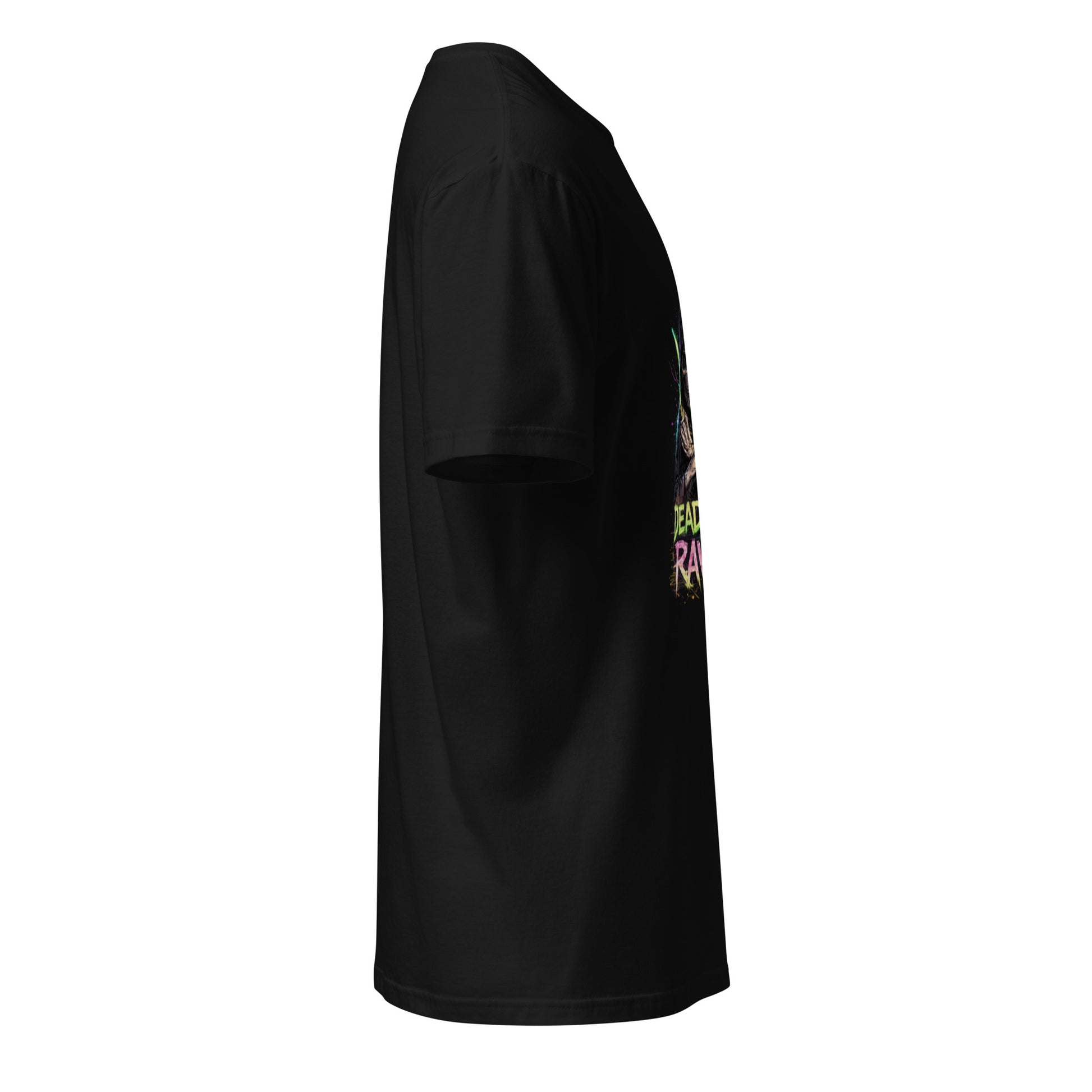 Dead End Raver – Neon Skull Rave - Short-Sleeve Unisex T-Shirt- Graphic Tee - Black -  Right side