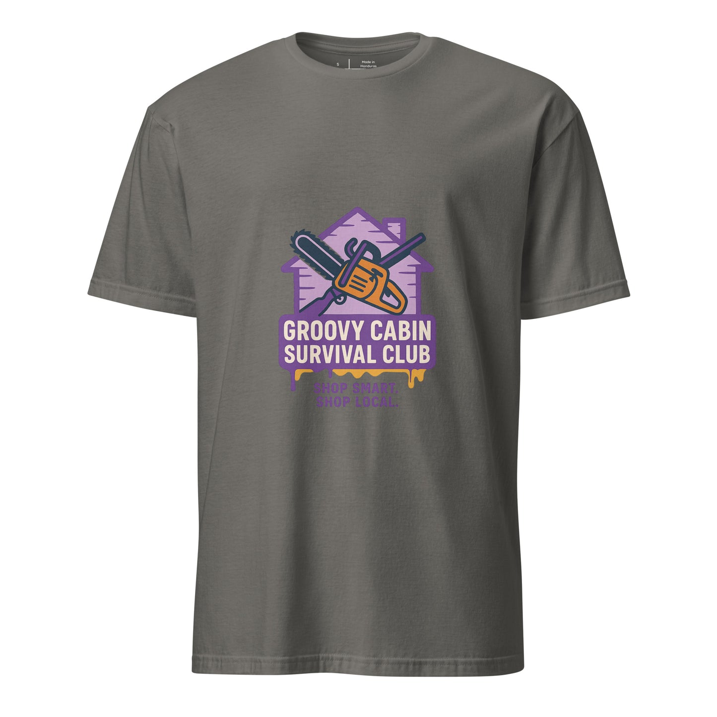 Groovy Cabin- Retro Horror Vibes - Short-Sleeve Unisex T-Shirt - Graphic Tee - Charcoal - Front