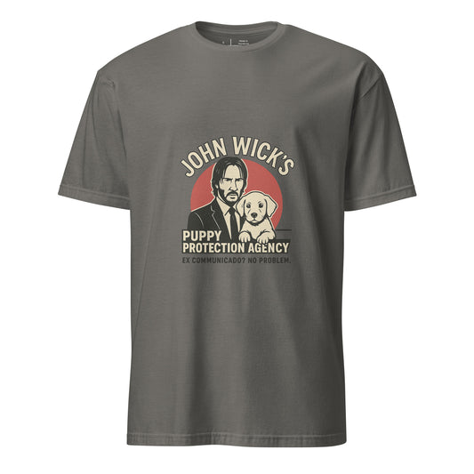 John Wick – Puppy Protection Agency - Film Fan - Short-Sleeve Unisex T-Shirt - Graphic Tee - Charcoal - Front