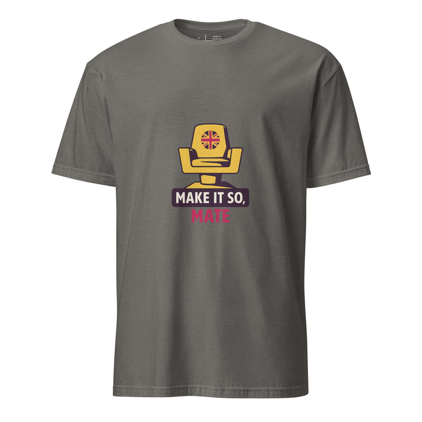 Make It So Mate — Star Trek Meets British Banter - Short-Sleeve Unisex T-Shirt - Graphic Tee - Charcoal - Front
