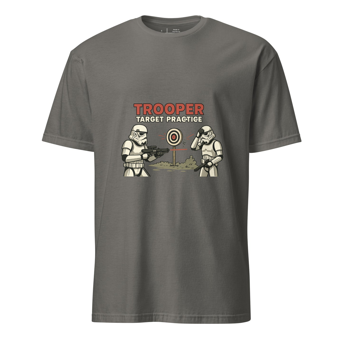 Trooper Target Practice – Aiming's Overrated Anyway - Short-Sleeve Unisex T-Shirt - Graphic Tee - Charcoal - Front