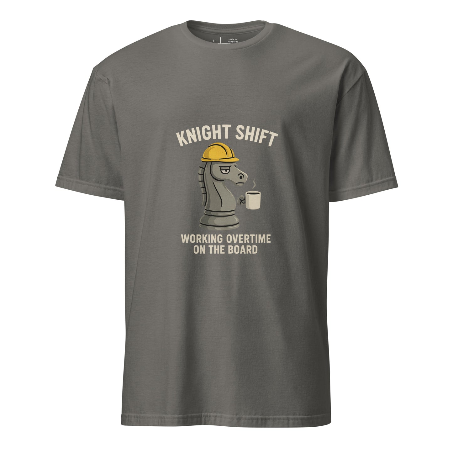Knight Shift – Bold Chess Humour - Short-Sleeve Unisex T-Shirt - Graphic Tee - Charcoal - Front
